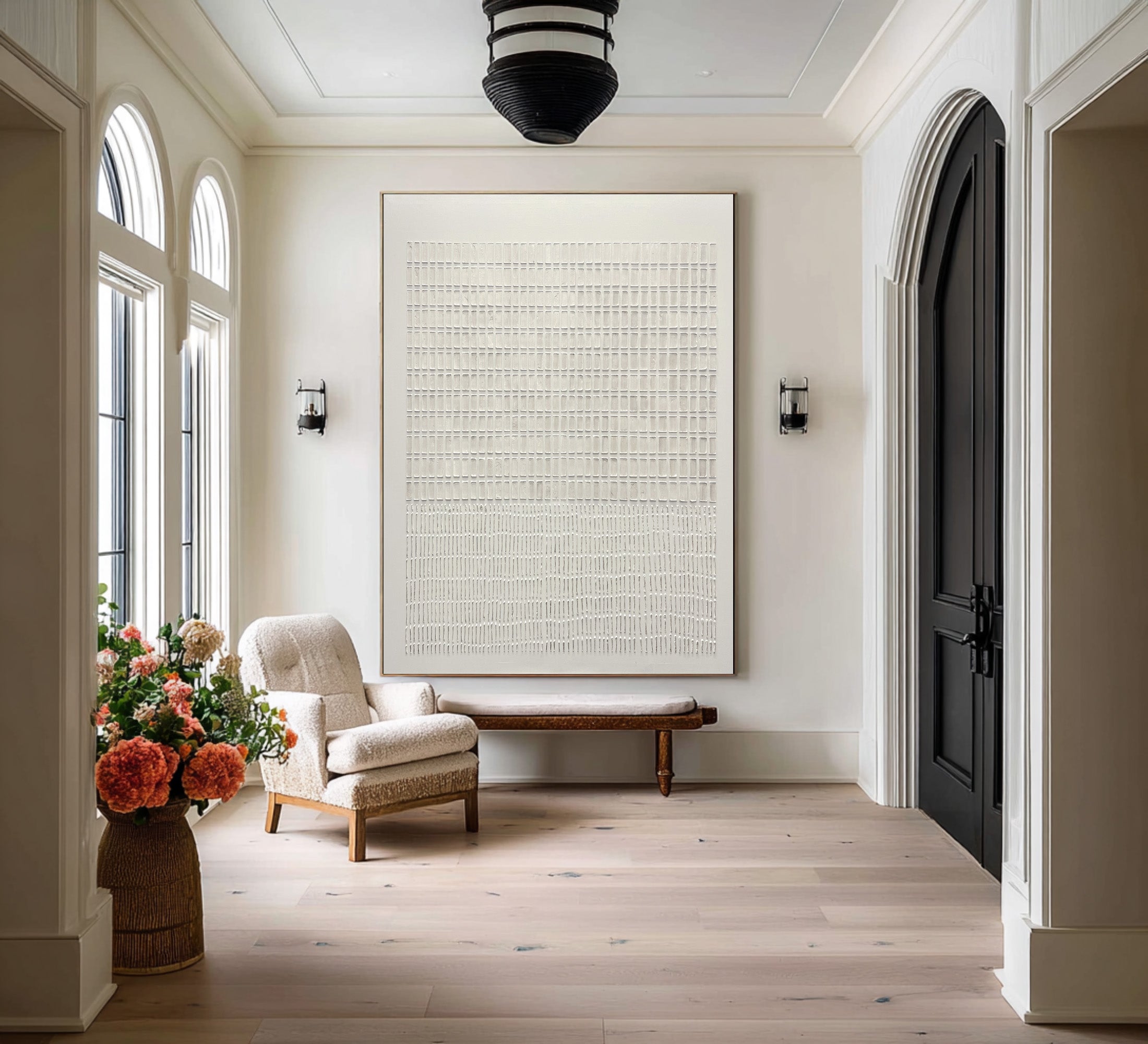 White Textured Minimal Oil Painting #CZ 048