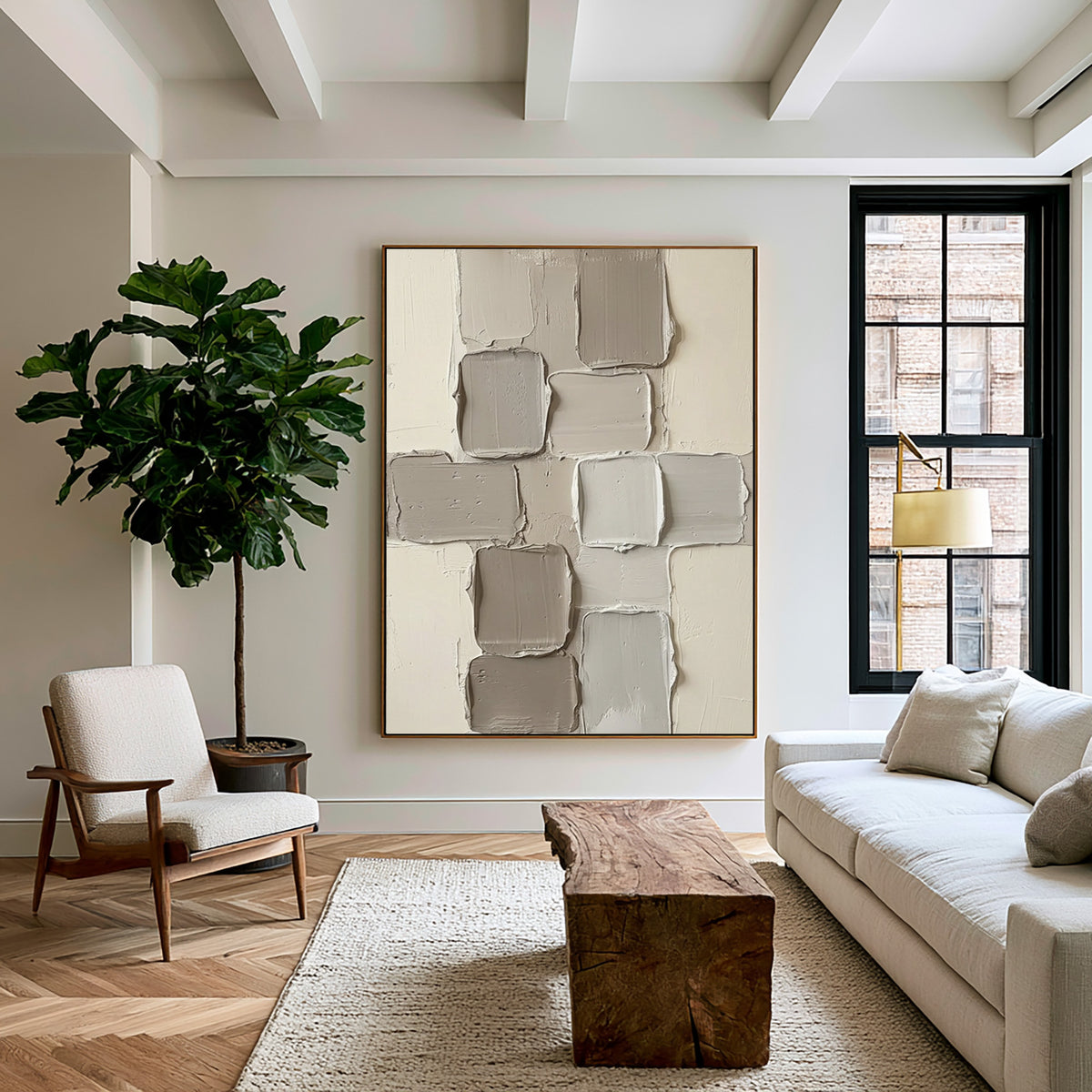 A Quiet Stack Of Structures Large Neutral Textured Abstract Wall Art Sculptural Relief Modern Architectural Decor
