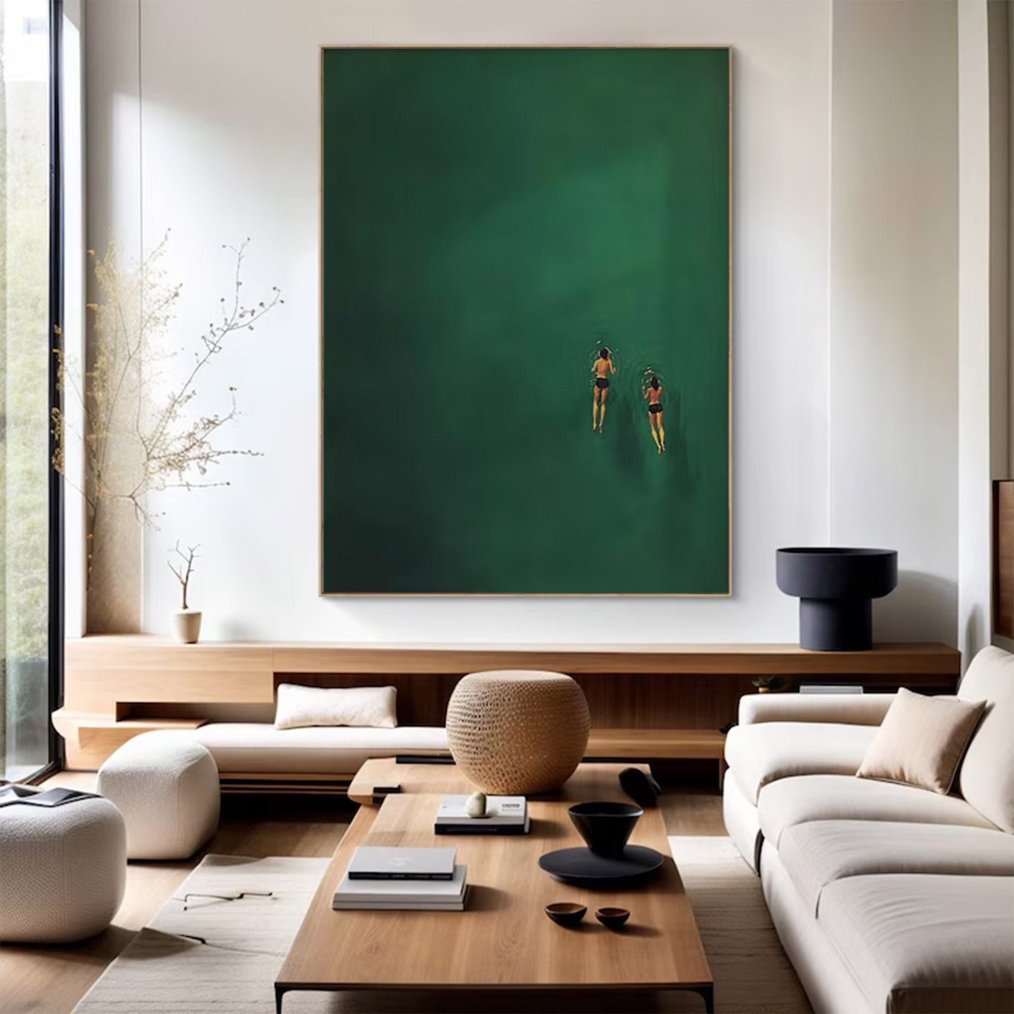 wimmers in Deep Green - Large Moody Painting | KeiraArt #AG 100