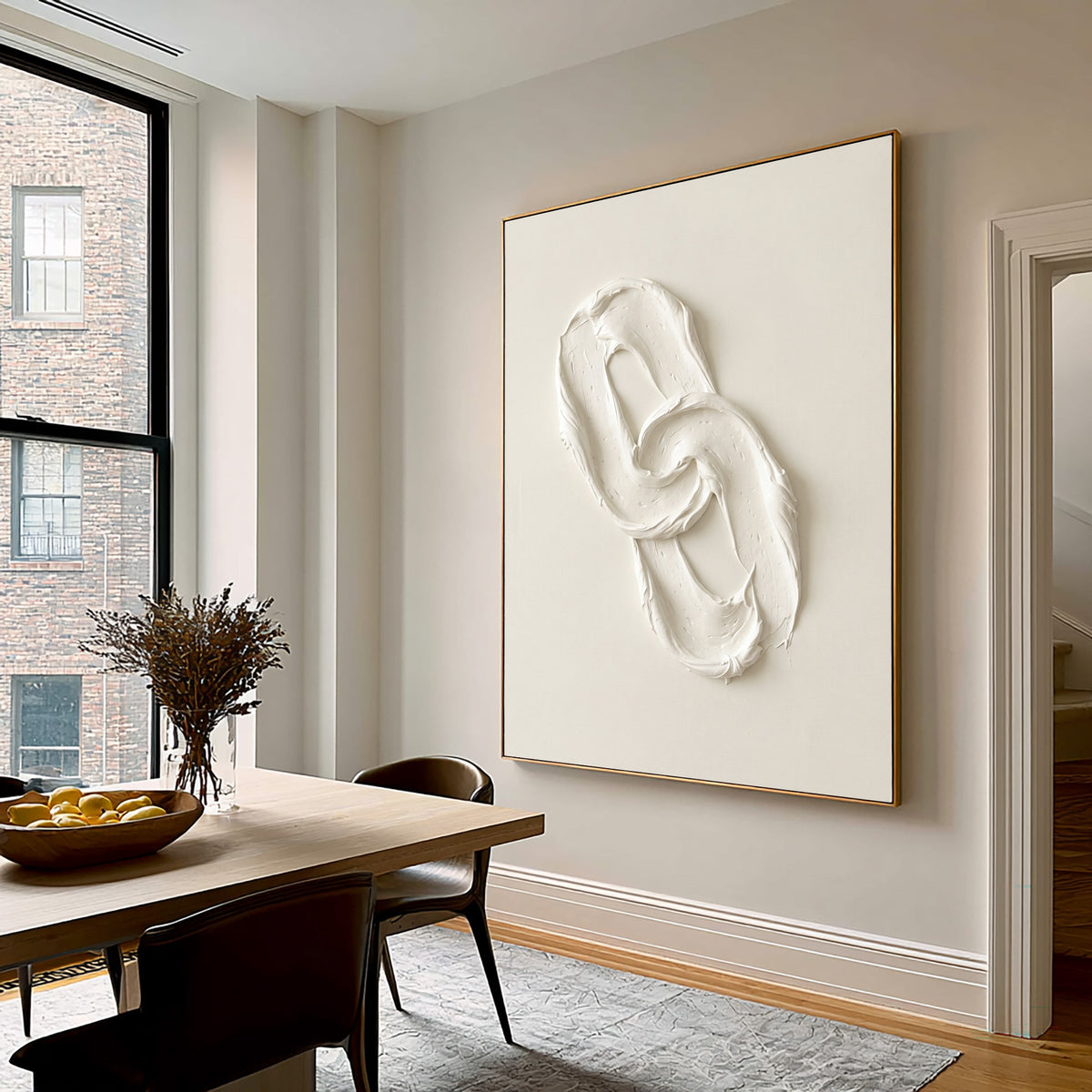 Quietly Bound By Endless Movement Large White Textured Abstract Wall Art Sculptural Relief Quiet Luxury Decor
