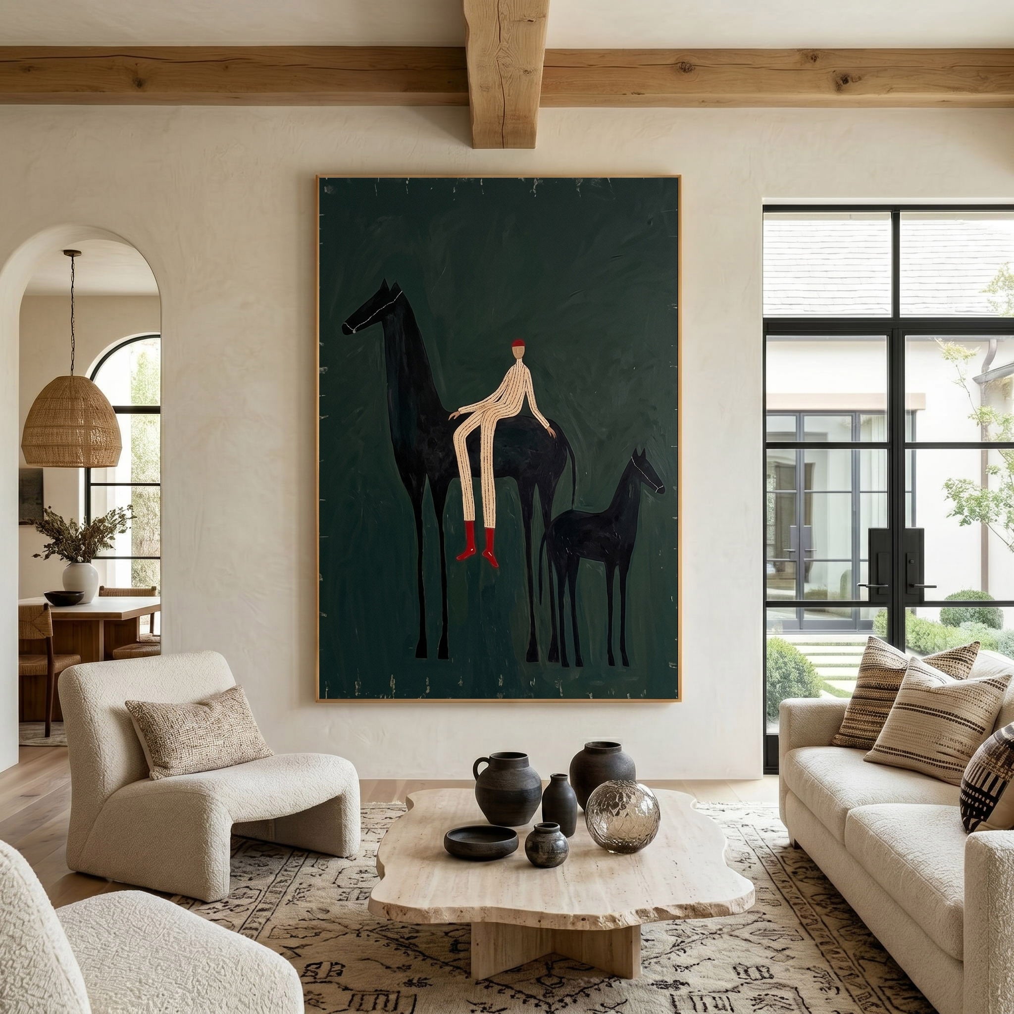 Large Cowboy Horse Wall Art Contemporary Western Ranch Painting 