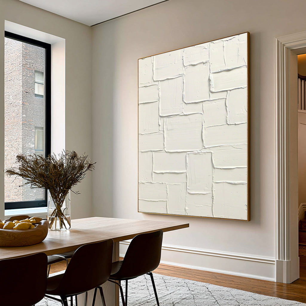 Large White Textured Abstract Wall Art Modern Painting Minimalist Neutral Luxury Home Decor