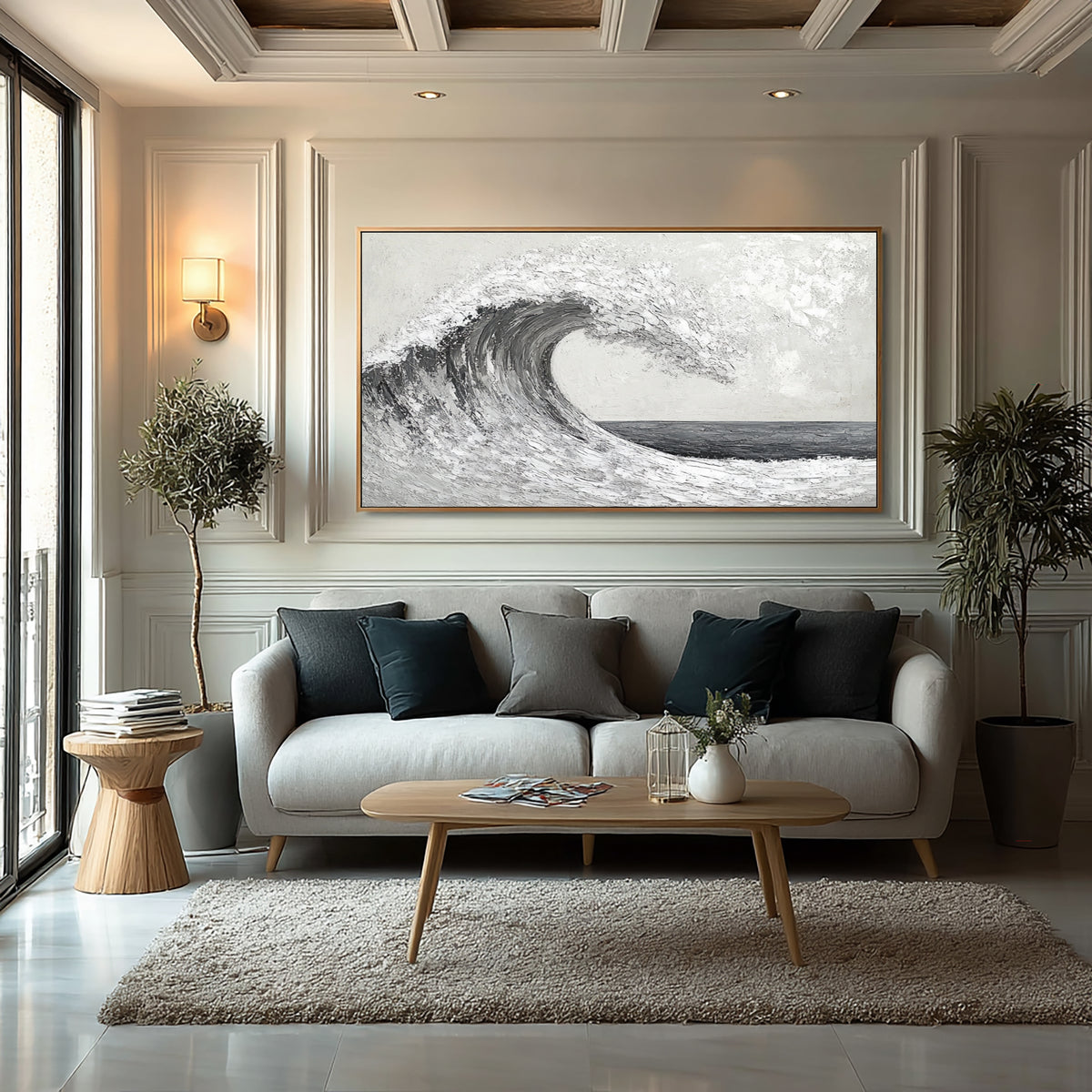 Silent Ocean Wave Hand Painted Seascape Oil Painting Textured Contemporary Ocean Wall Artwork