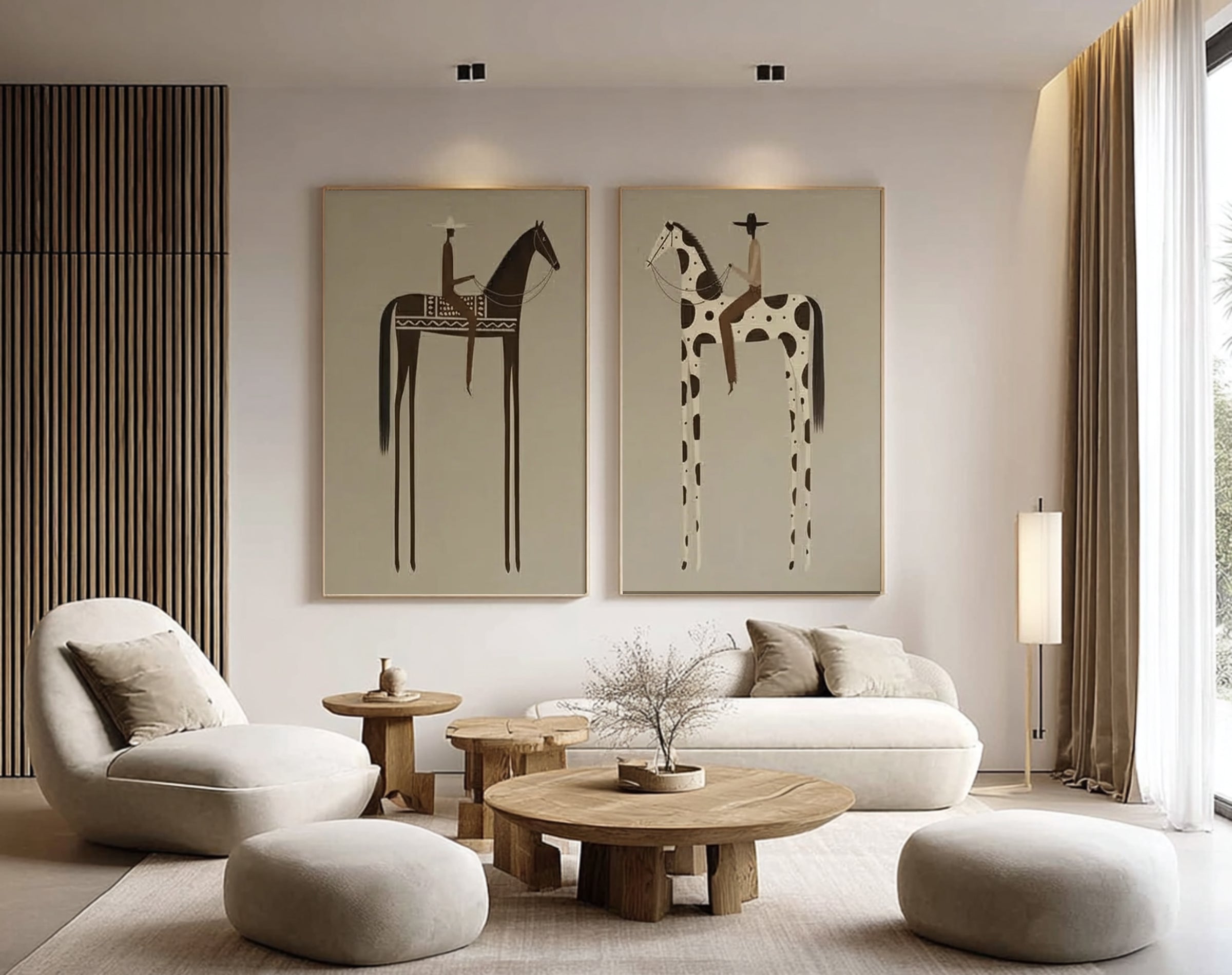 Large Museum Style Horse Rider Wall Art Luxury Designer Diptych | KeiraArt 