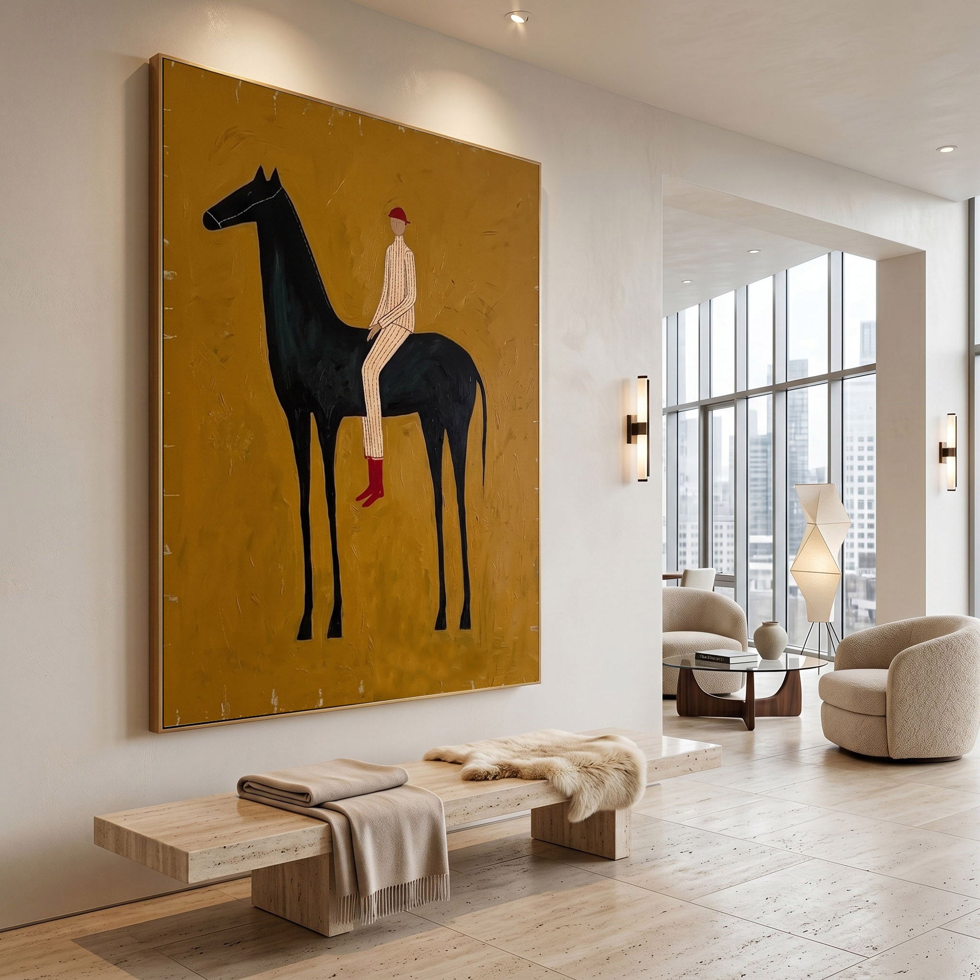 Large Cowboy Horse Wall Art Modern Western Contemporary Canvas Painting