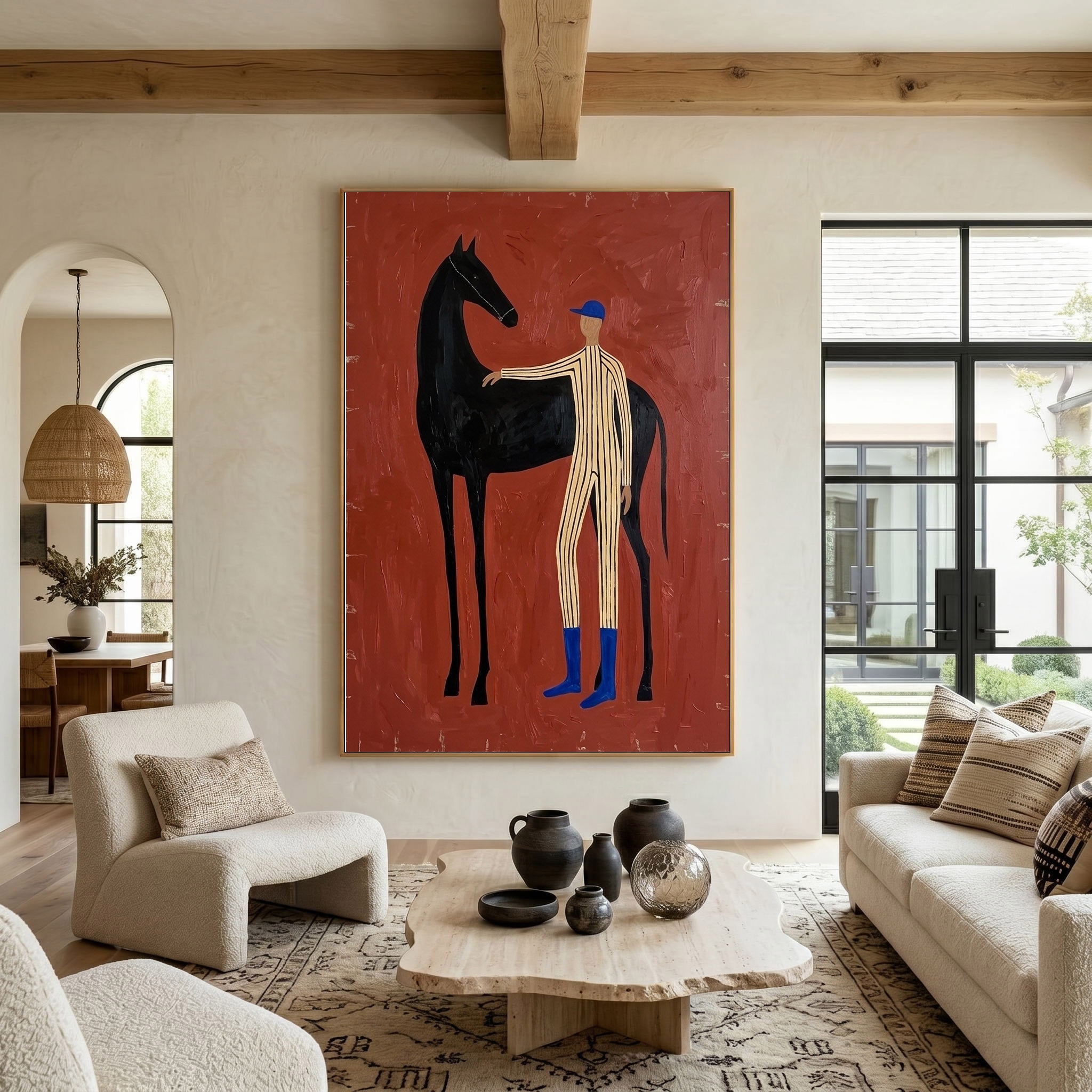 Large Cowboy Horse Wall Art Modern Western Canvas Painting 