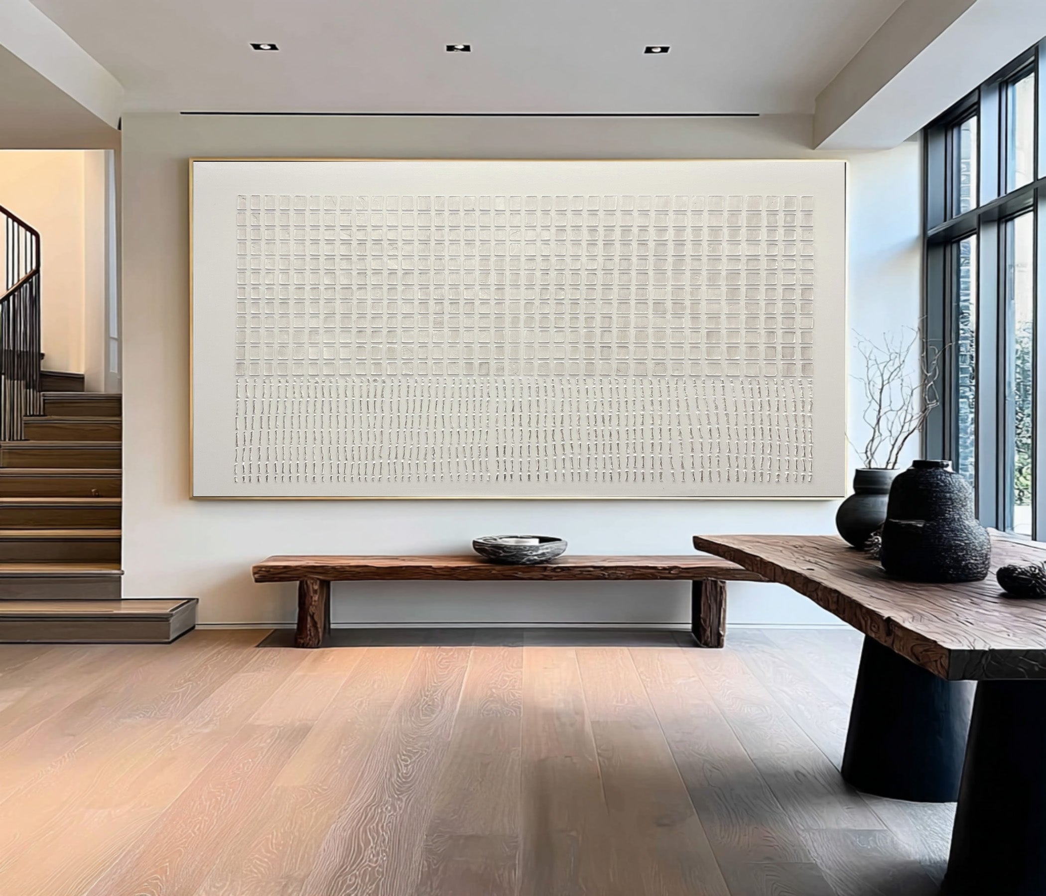 Abstract White Textured Oil Painting on Canvas #CZ 047