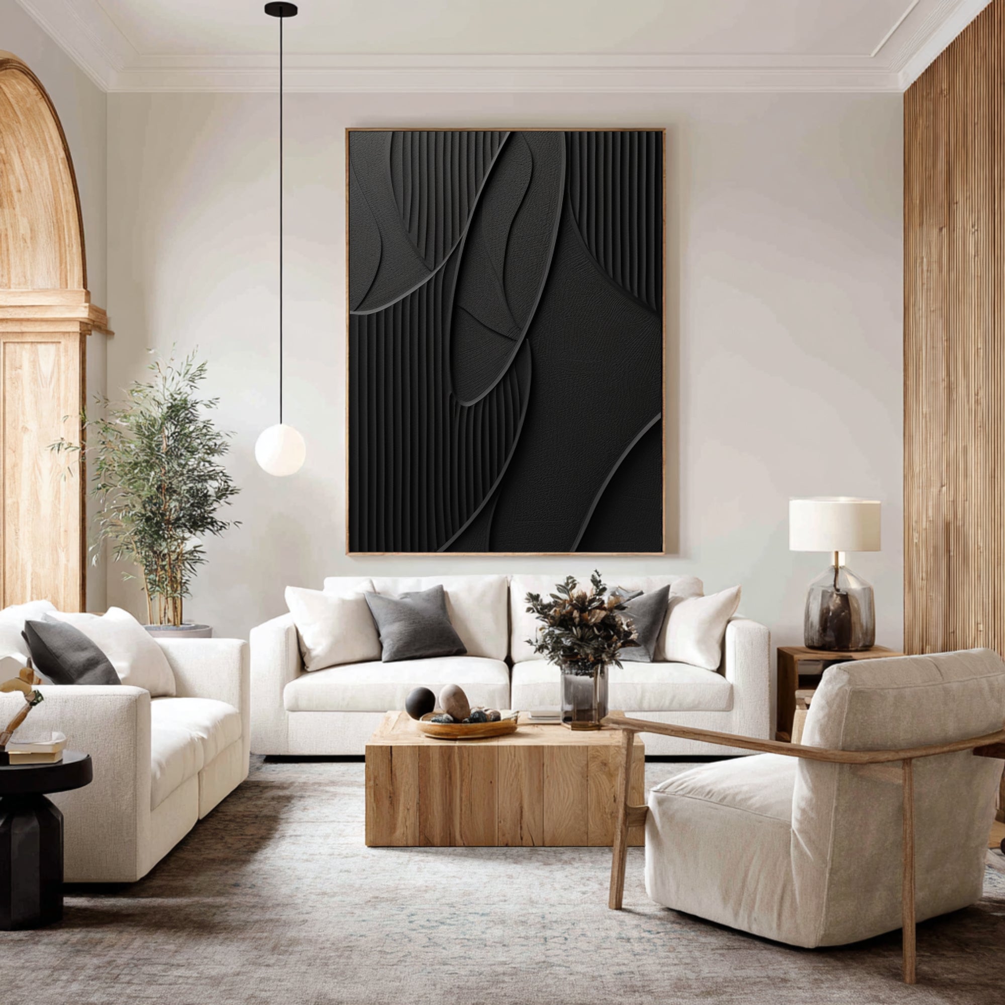 Matte Black Large Texture Art | KeiraArt #CZ 026