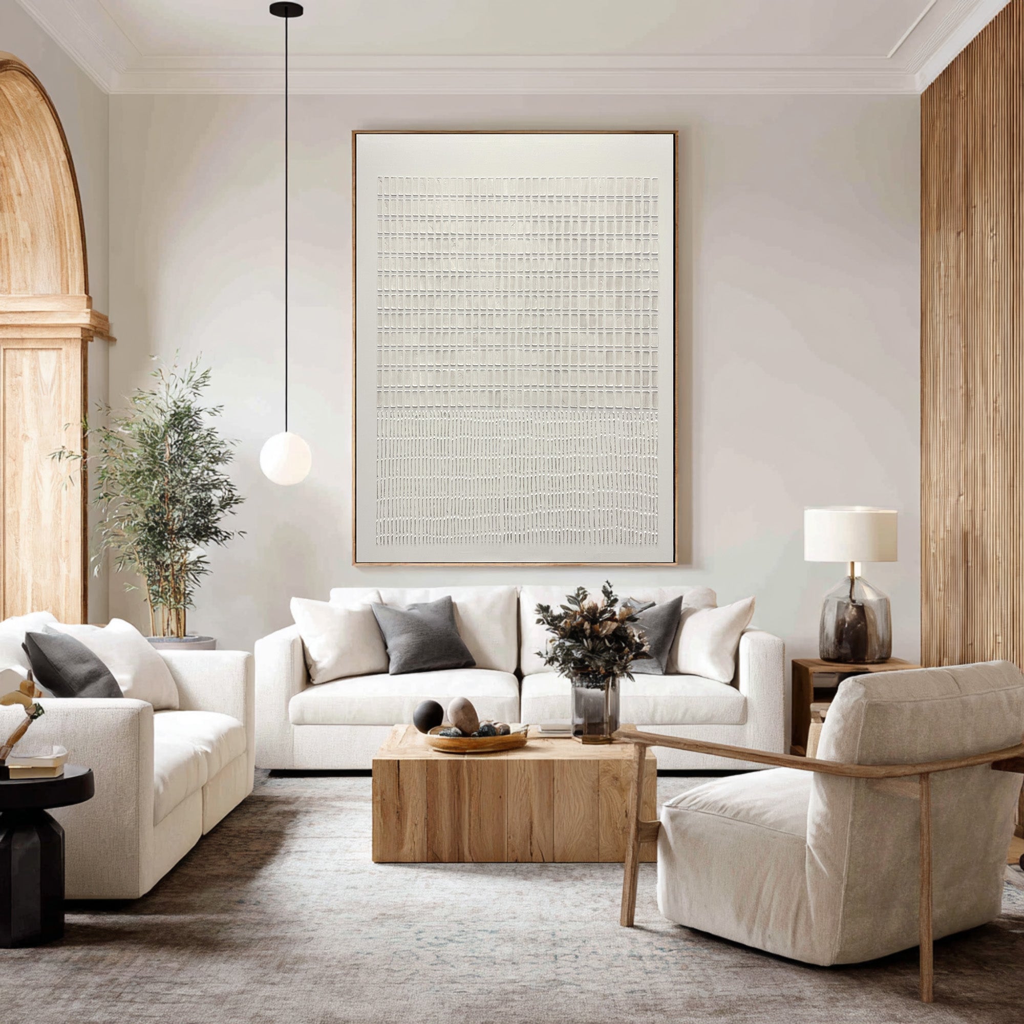 White Textured Minimal Oil Painting #CZ 048