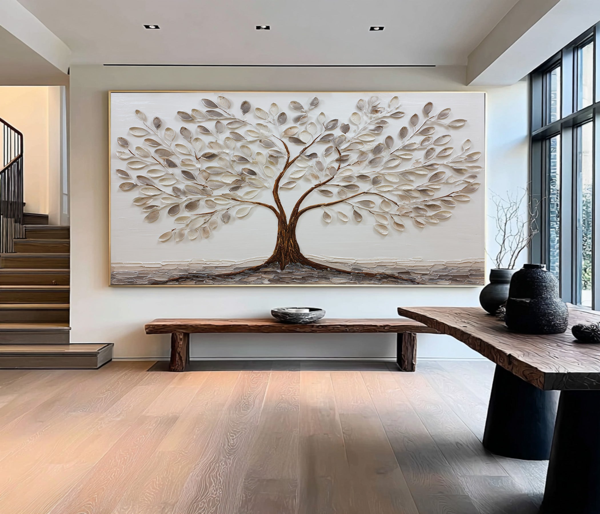 Wabi Sabi Tree Oil Painting for Living Room #CZ 027