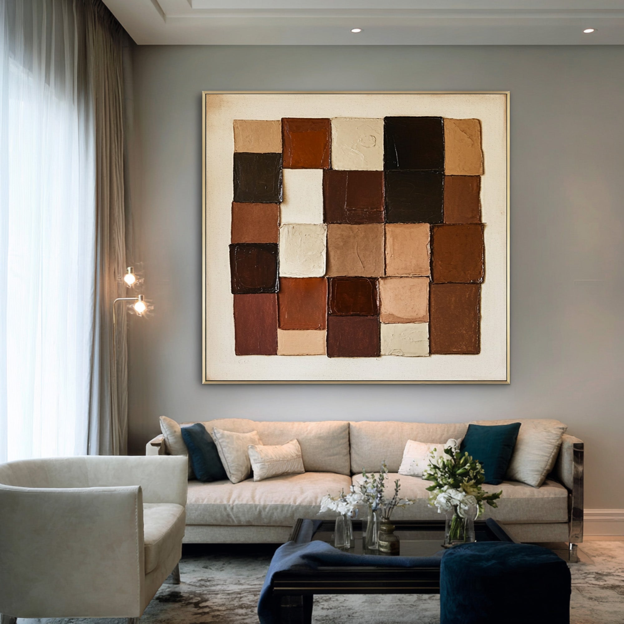 Large Abstract Earth Tone Blocks | KeiraArt #CZ 011