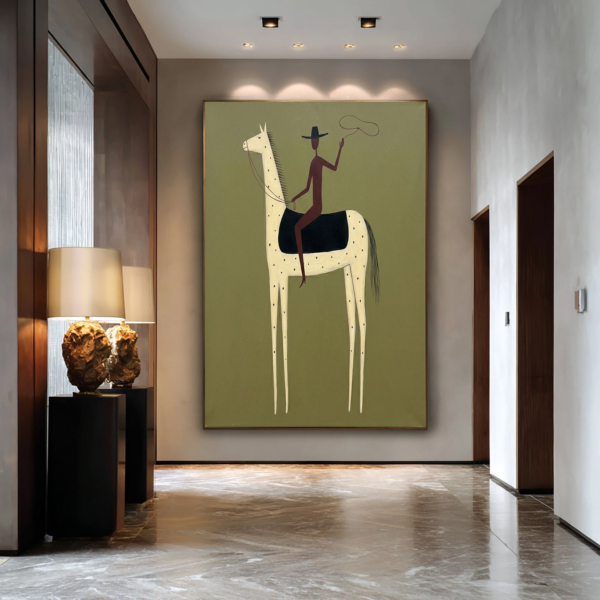 Large Cowboy Horse Wall Art Modern Western Contemporary Canvas Painting