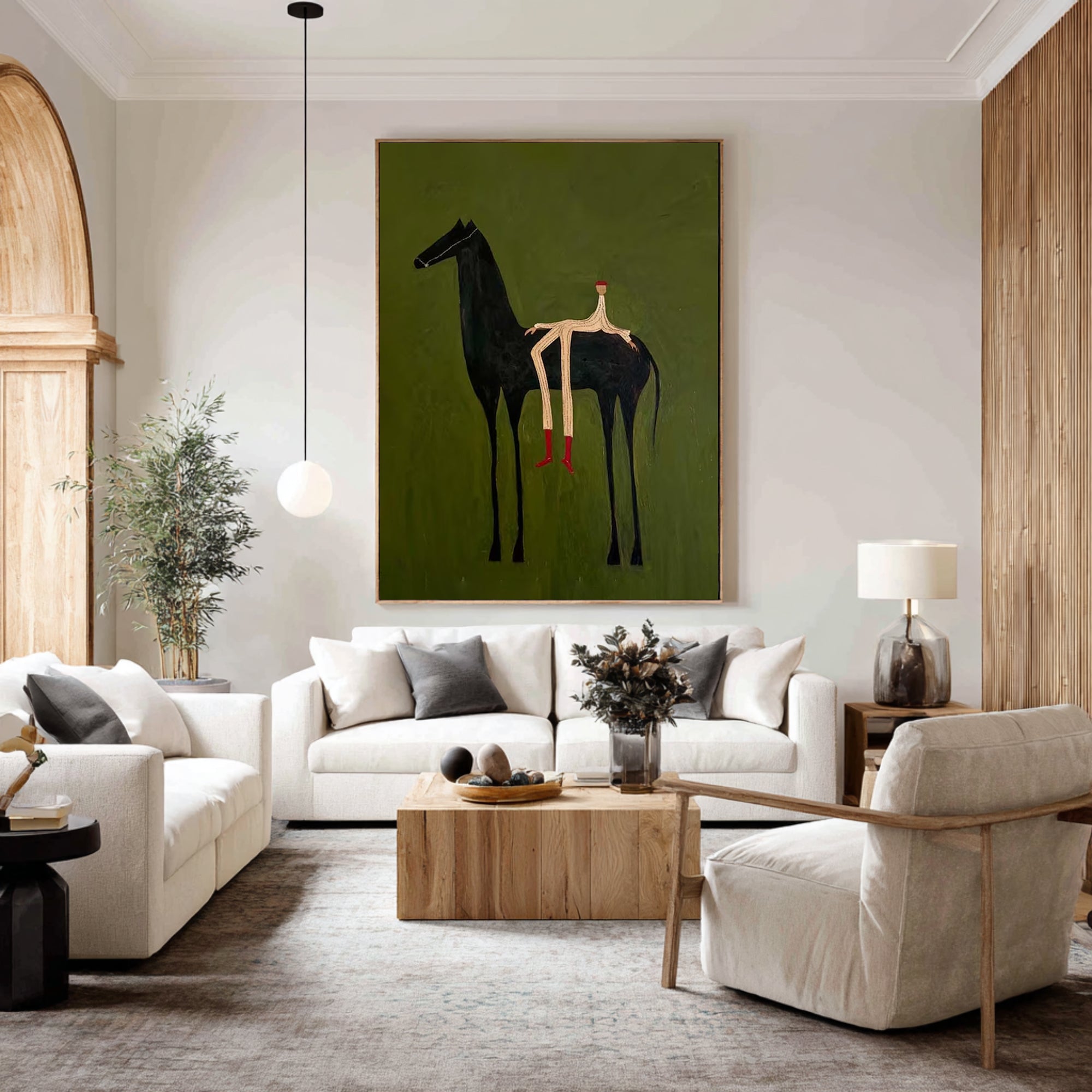 Oversized Contemporary Horse Canvas Art Modern Abstract Painting 