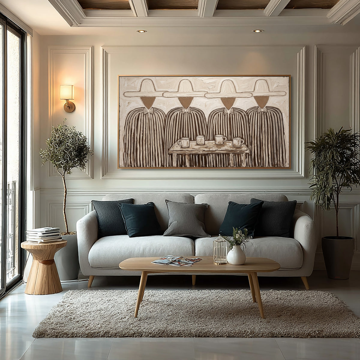 Southwestern Folk Art, Rustic Figurative Painting, Textured Wall Artwork