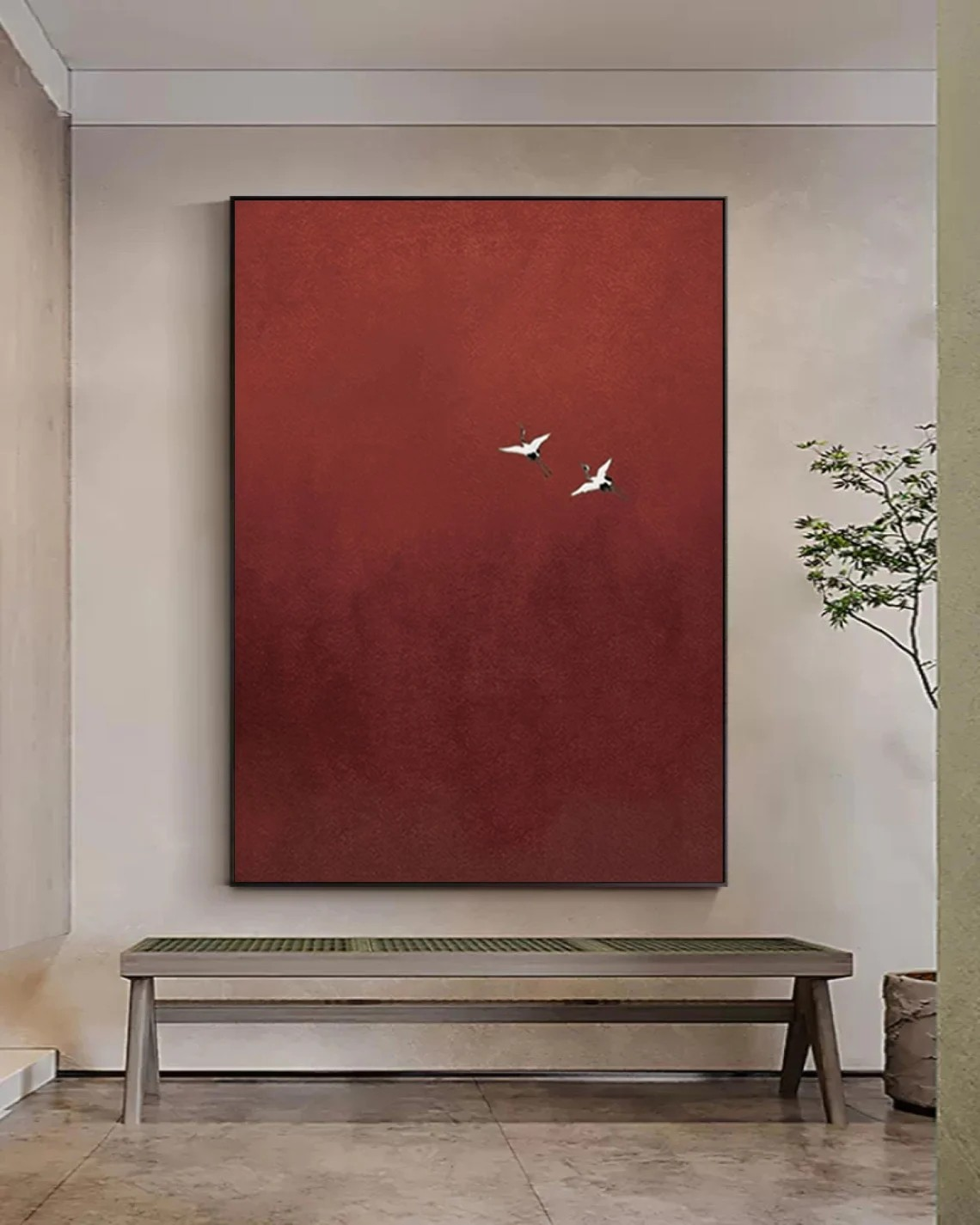 Dreamy Crimson Sky Painting | Surreal Red Landscape Art #AP 081