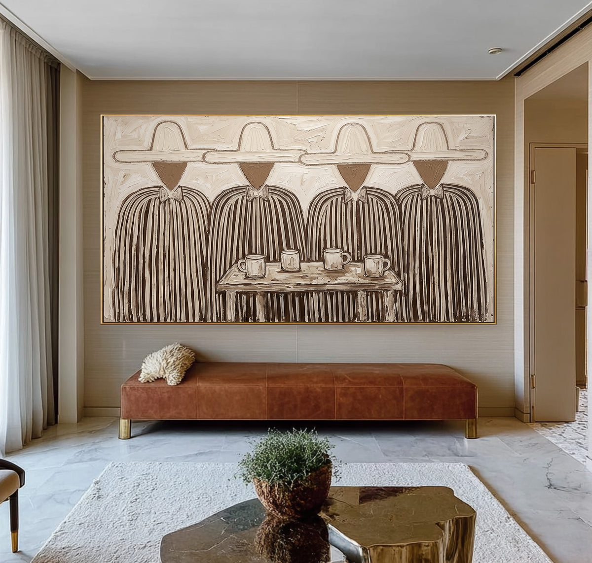 Southwestern Folk Art, Rustic Figurative Painting, Textured Wall Artwork
