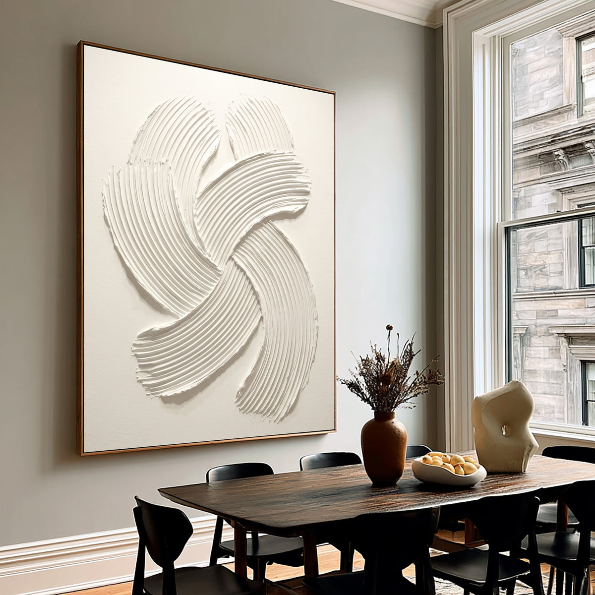 Quiet Motion In White Relief Large Textured Wall Art Minimalist Sculptural Abstract Artwork Quiet Luxury Decor