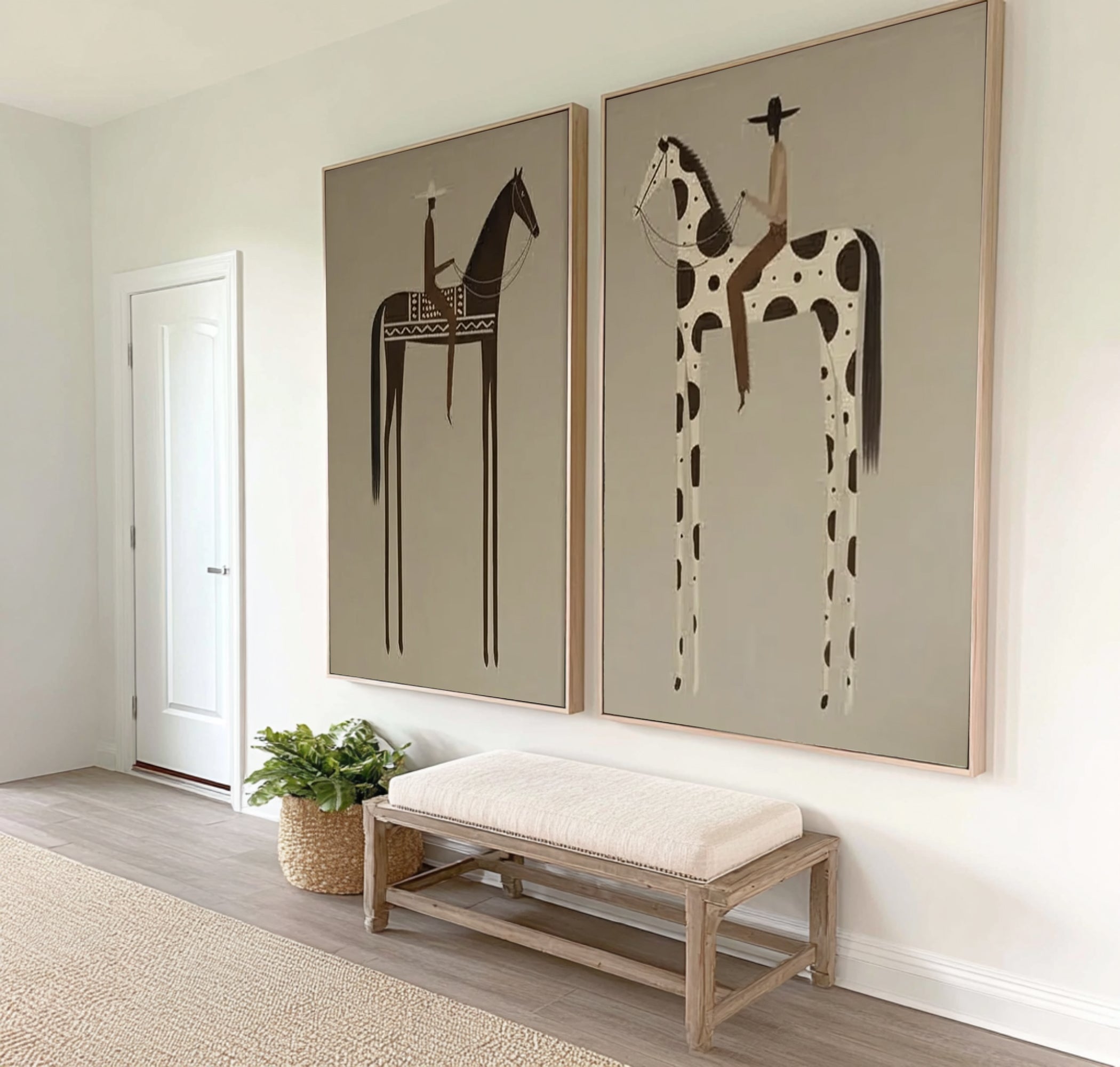 Large Museum Style Horse Rider Wall Art Luxury Designer Diptych | KeiraArt 