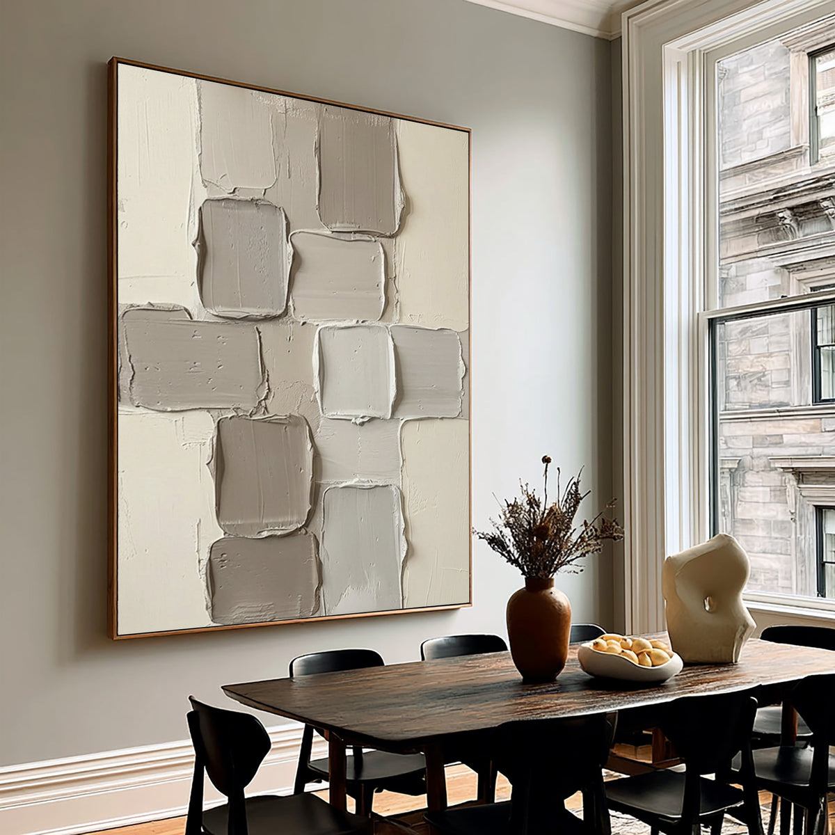 A Quiet Stack Of Structures Large Neutral Textured Abstract Wall Art Sculptural Relief Modern Architectural Decor