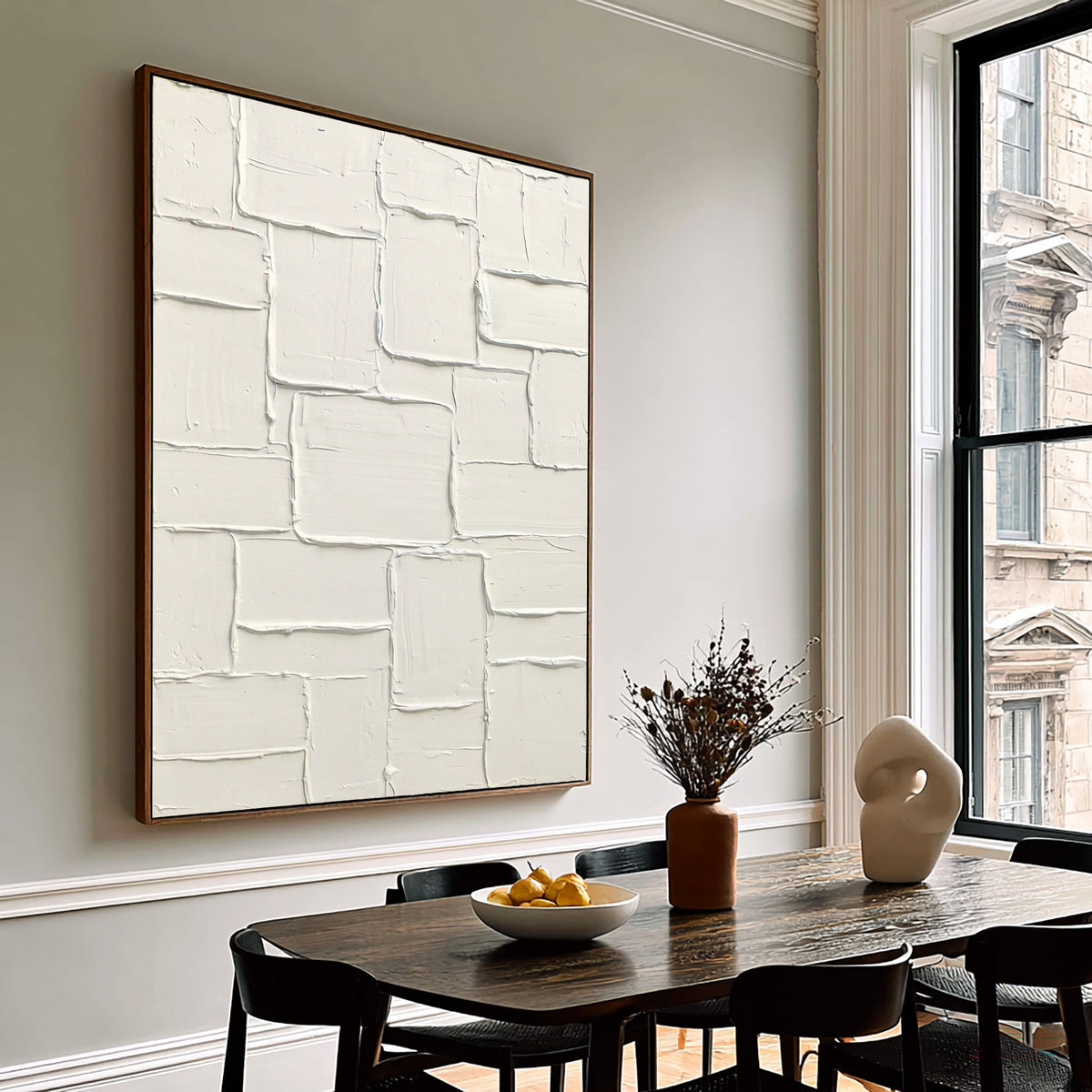 Large White Textured Abstract Wall Art Modern Painting Minimalist Neutral Luxury Home Decor