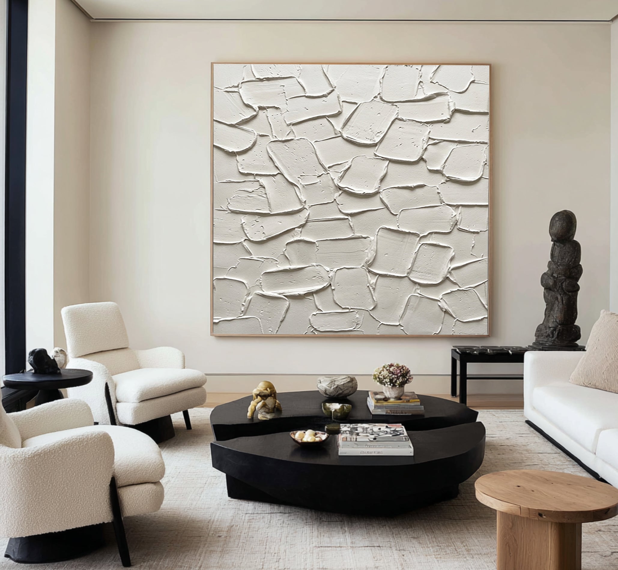 Large Layered Limestone Relief Wall Art Neutral Contemporary Texture Painting