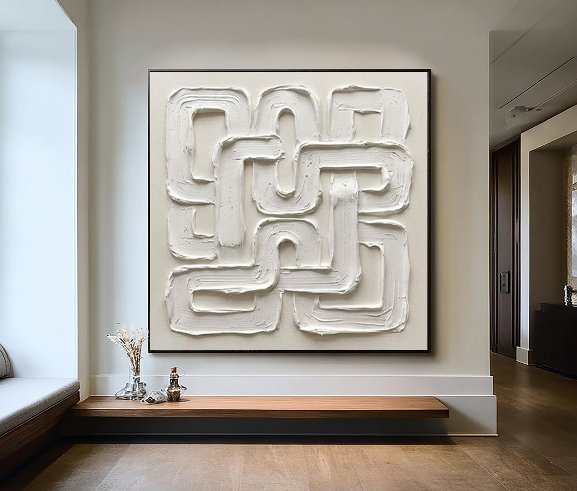 Large Architectural Flow Wall Art Neutral Sculptural Painting