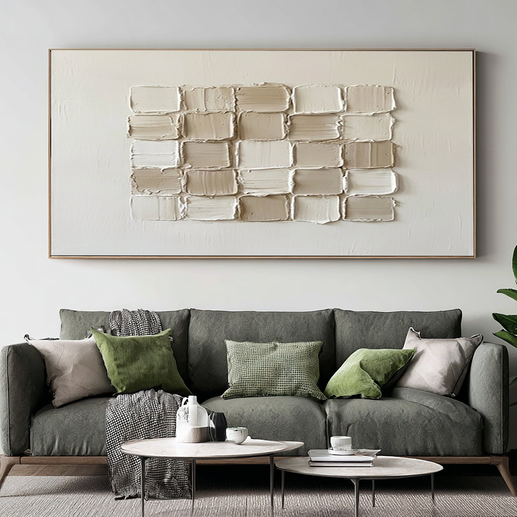 Large Mosaic Texture Wall Art Neutral Contemporary Abstract Painting| KeiraArt