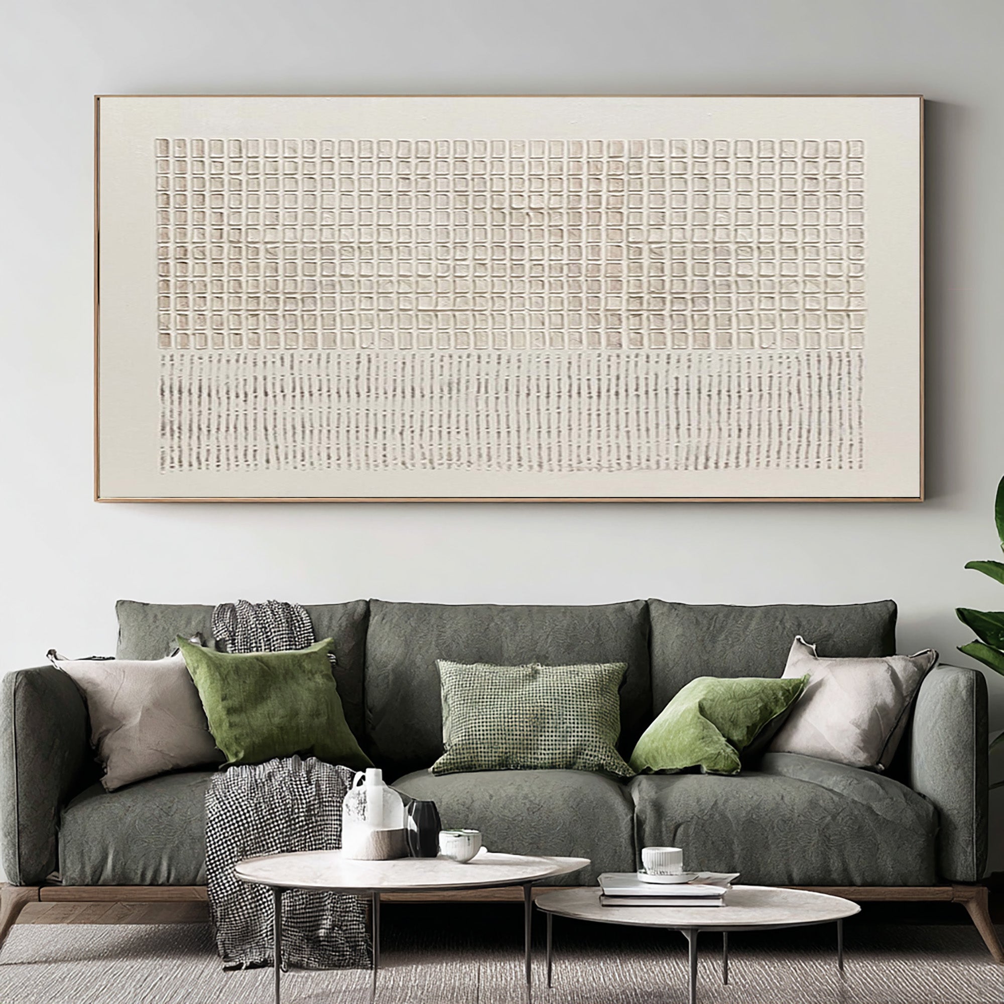 Large Geometric Relief Canvas Art Neutral Modern Luxury Wall Decor| KeiraArt 