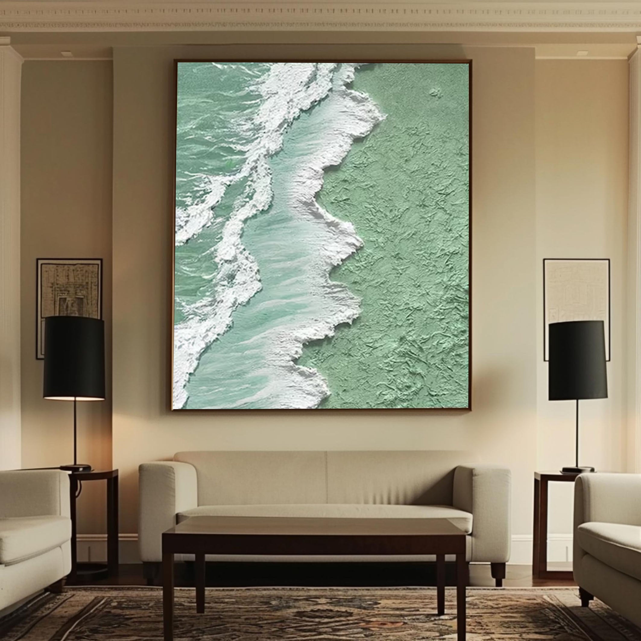 Textured Seafoam Green Art Modern Coastal Wall Decor #OS 068