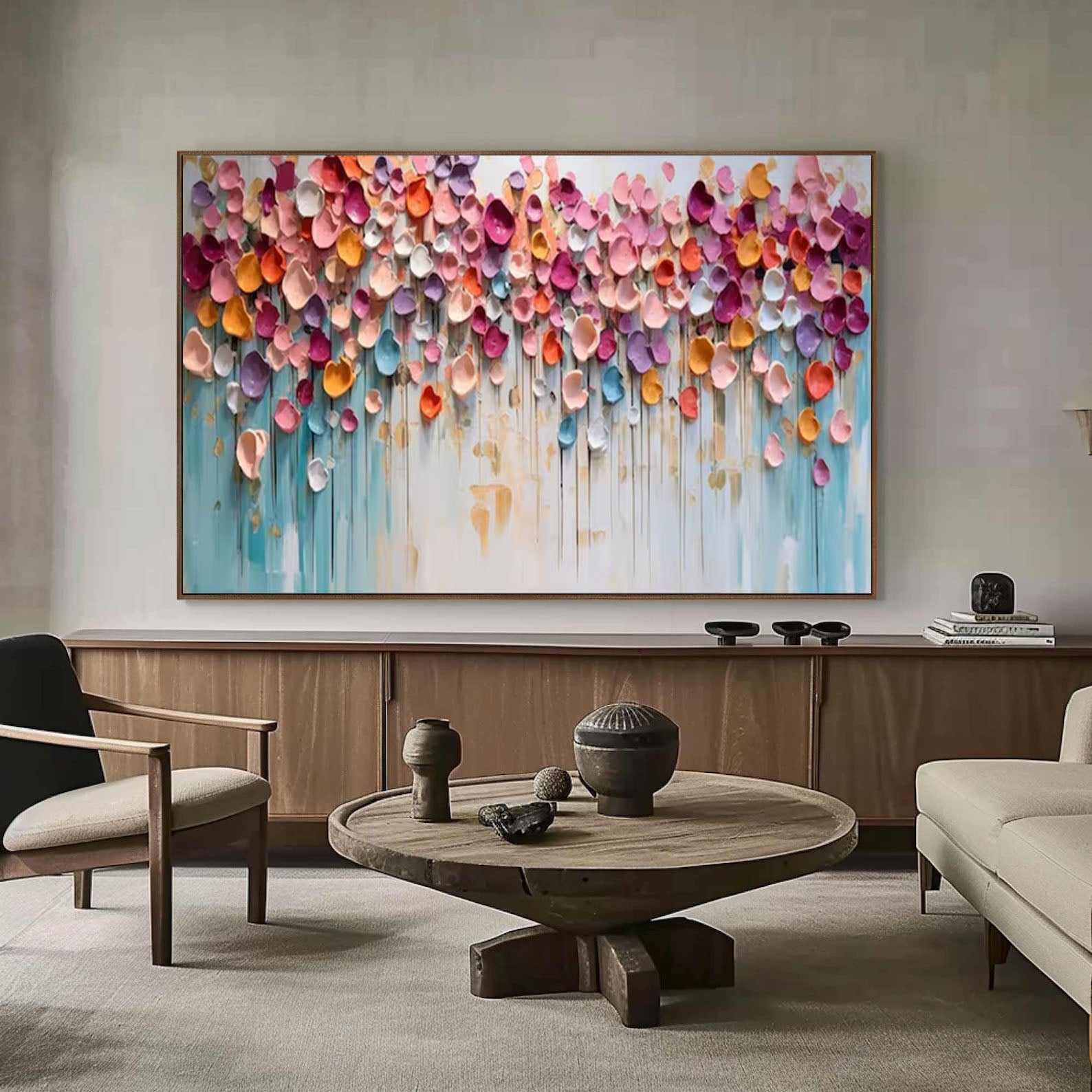 Vibrant Petal Abstract Wall Art Large Modern Floral Canvas #FT 056