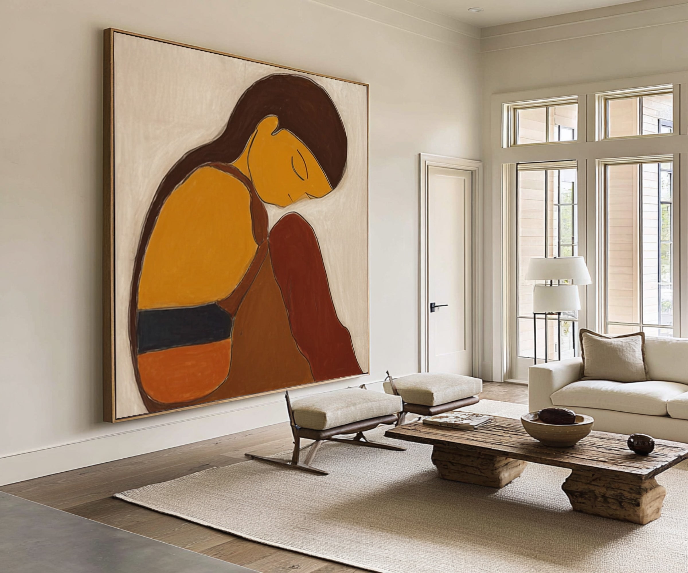 Mid Century Modern Abstract Figure Painting #CZ 030