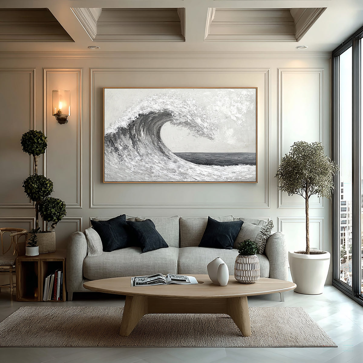 Silent Ocean Wave Hand Painted Seascape Oil Painting Textured Contemporary Ocean Wall Artwork