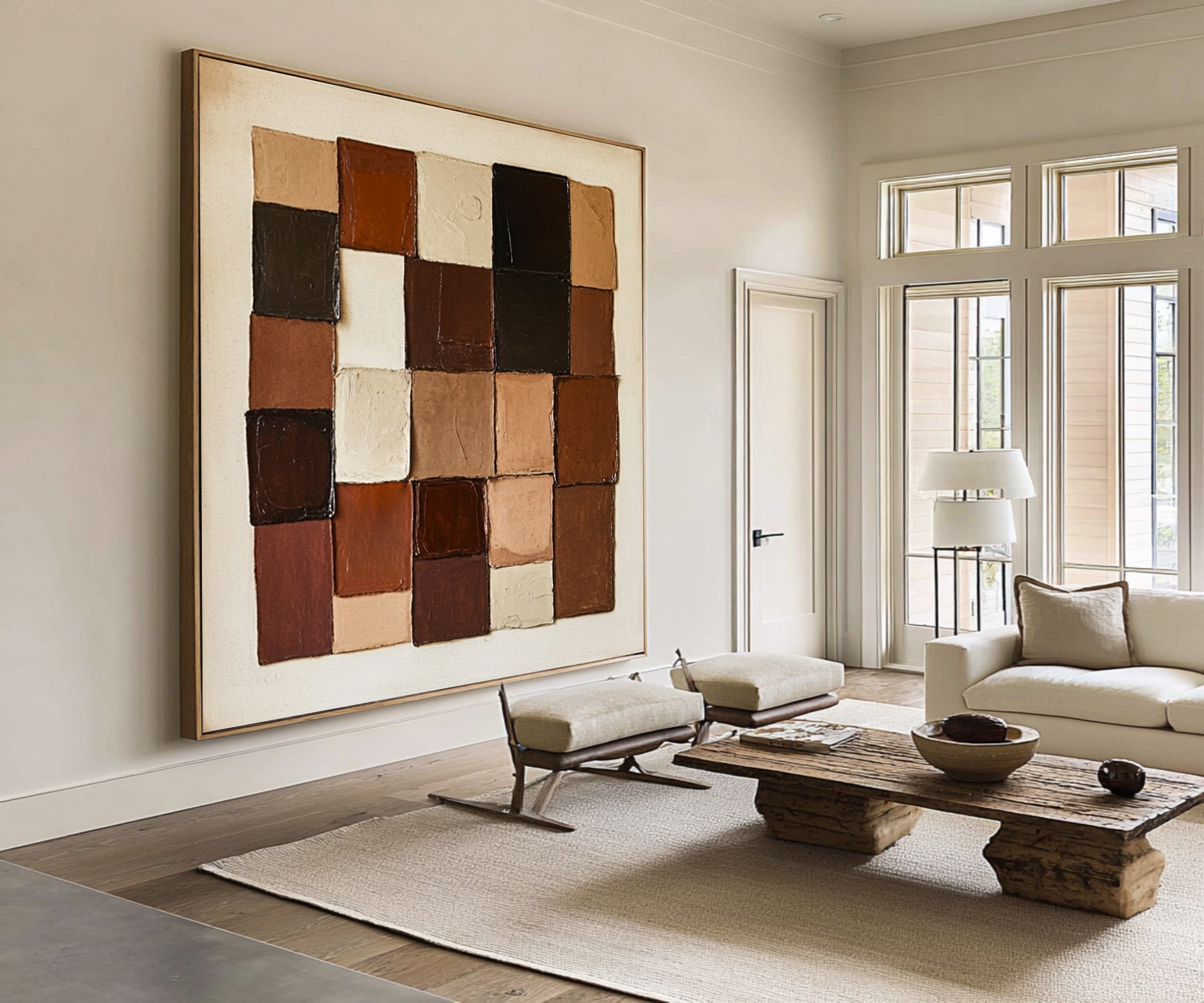 Large Abstract Earth Tone Blocks | KeiraArt #CZ 011