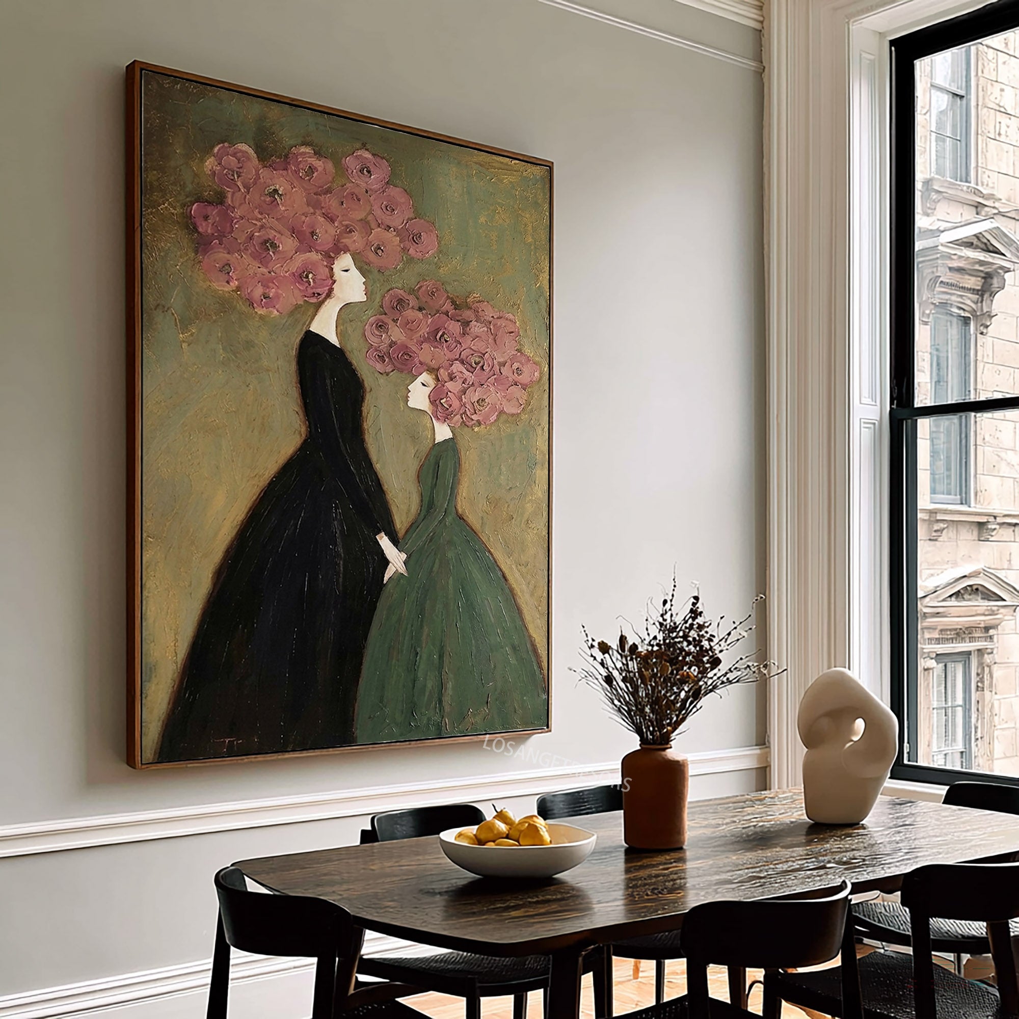 Large Floral Portrait Wall Art Modern Botanical Figure Oil Painting