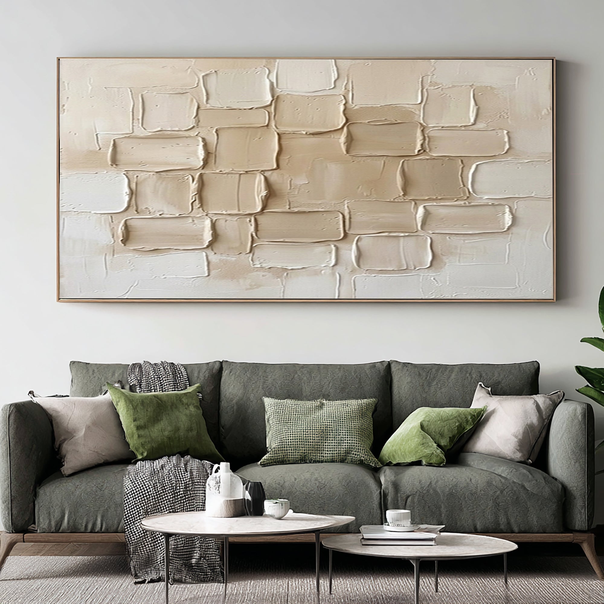 Large Neutral Architectural Texture Wall Art Modern Horizontal Canvas| KeiraArt 
