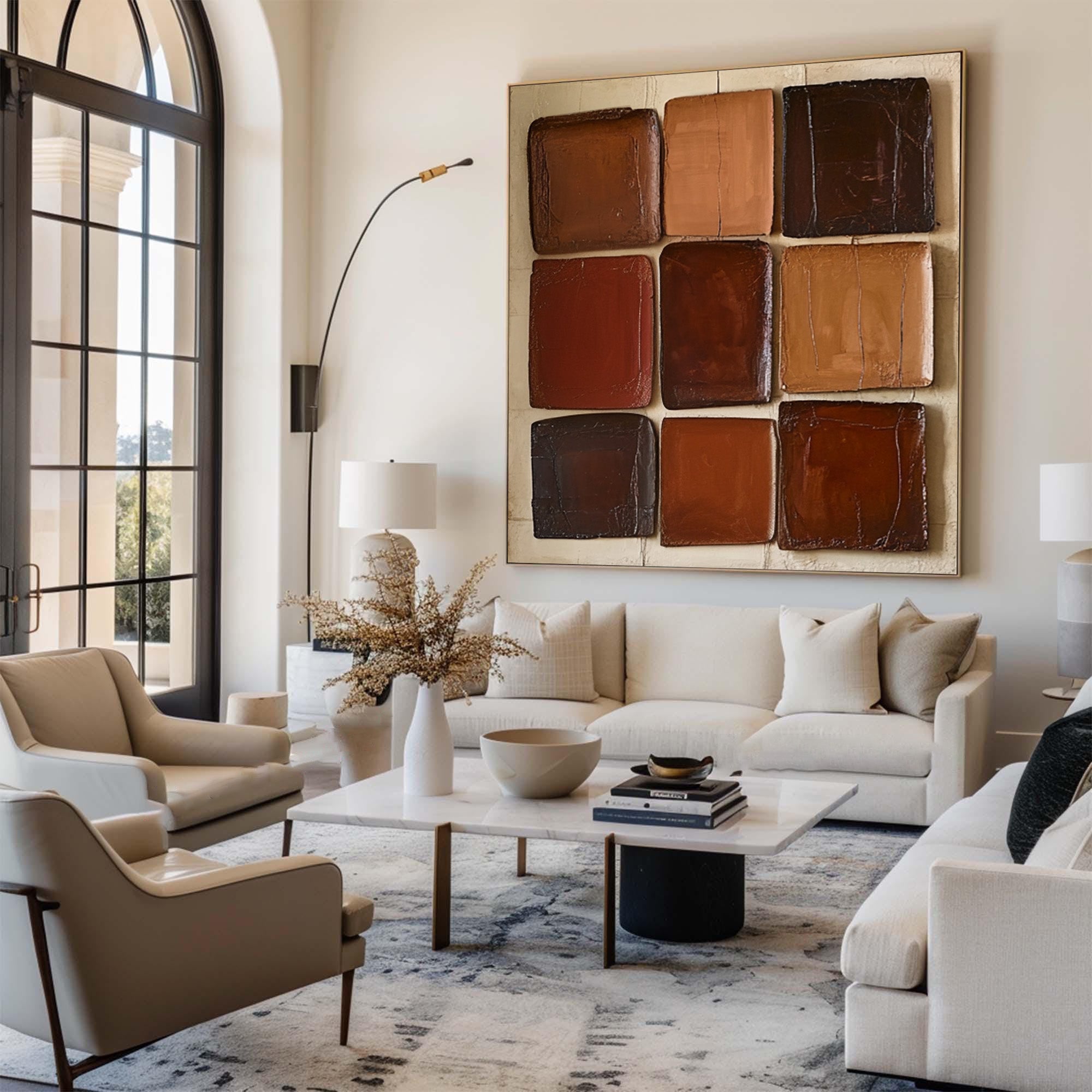 Large Earth Tone Square Grid | KeiraArt #CZ 008