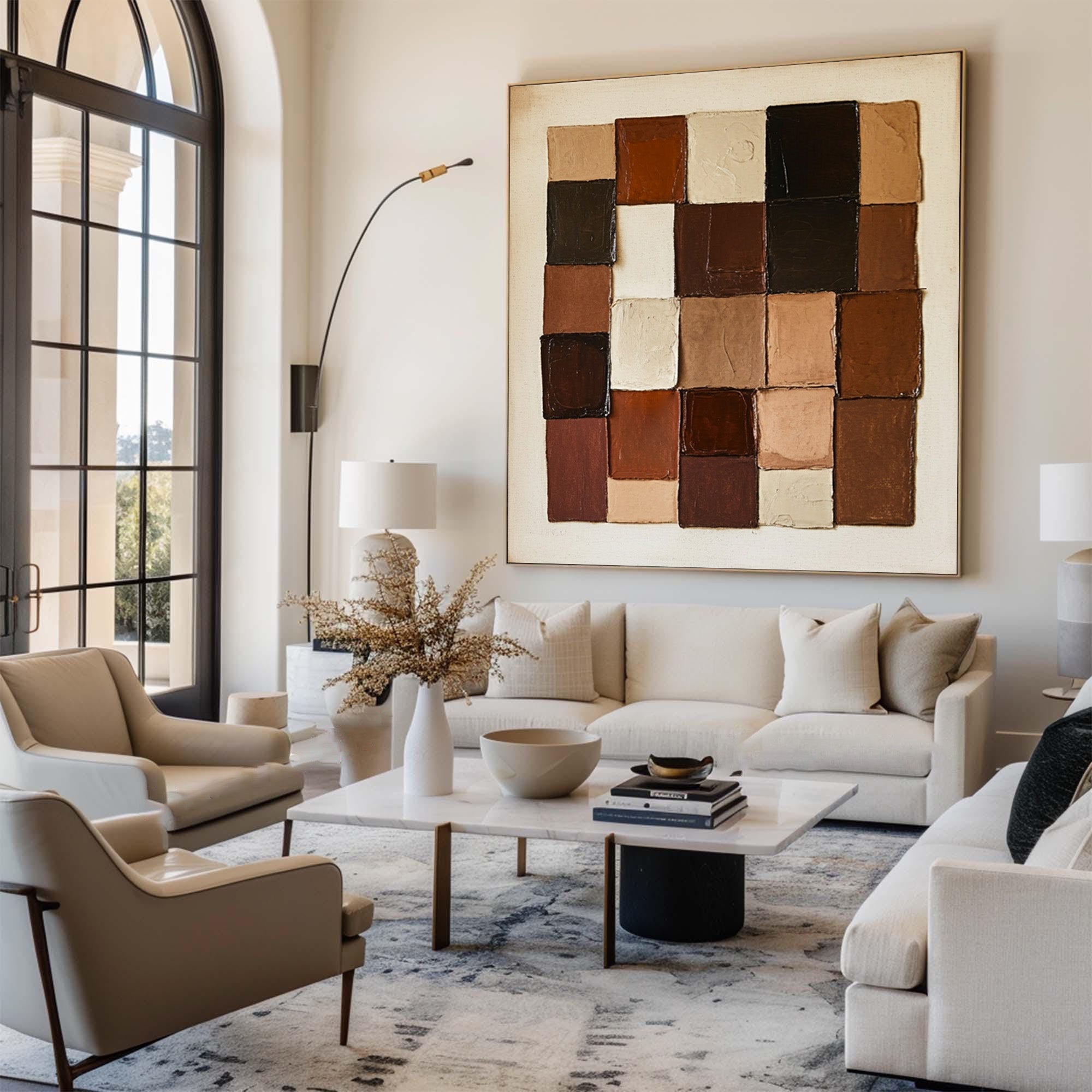 Large Abstract Earth Tone Blocks | KeiraArt #CZ 011