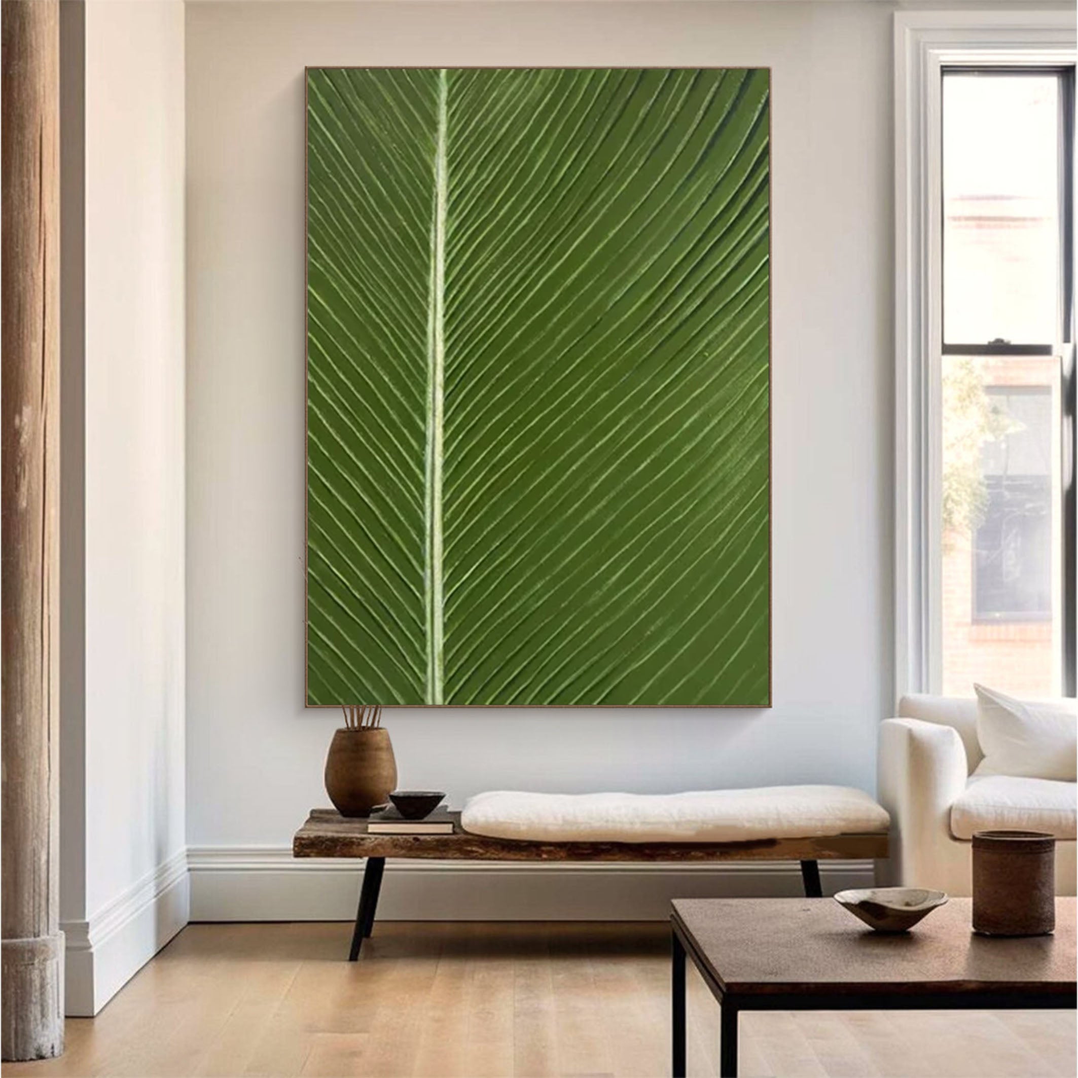 Green Leaf Abstract Art Botanical Wall Decor for Modern Spaces #AP 064