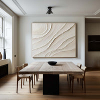 Subtle Waves White Textured Abstract Wall Art #OS 065