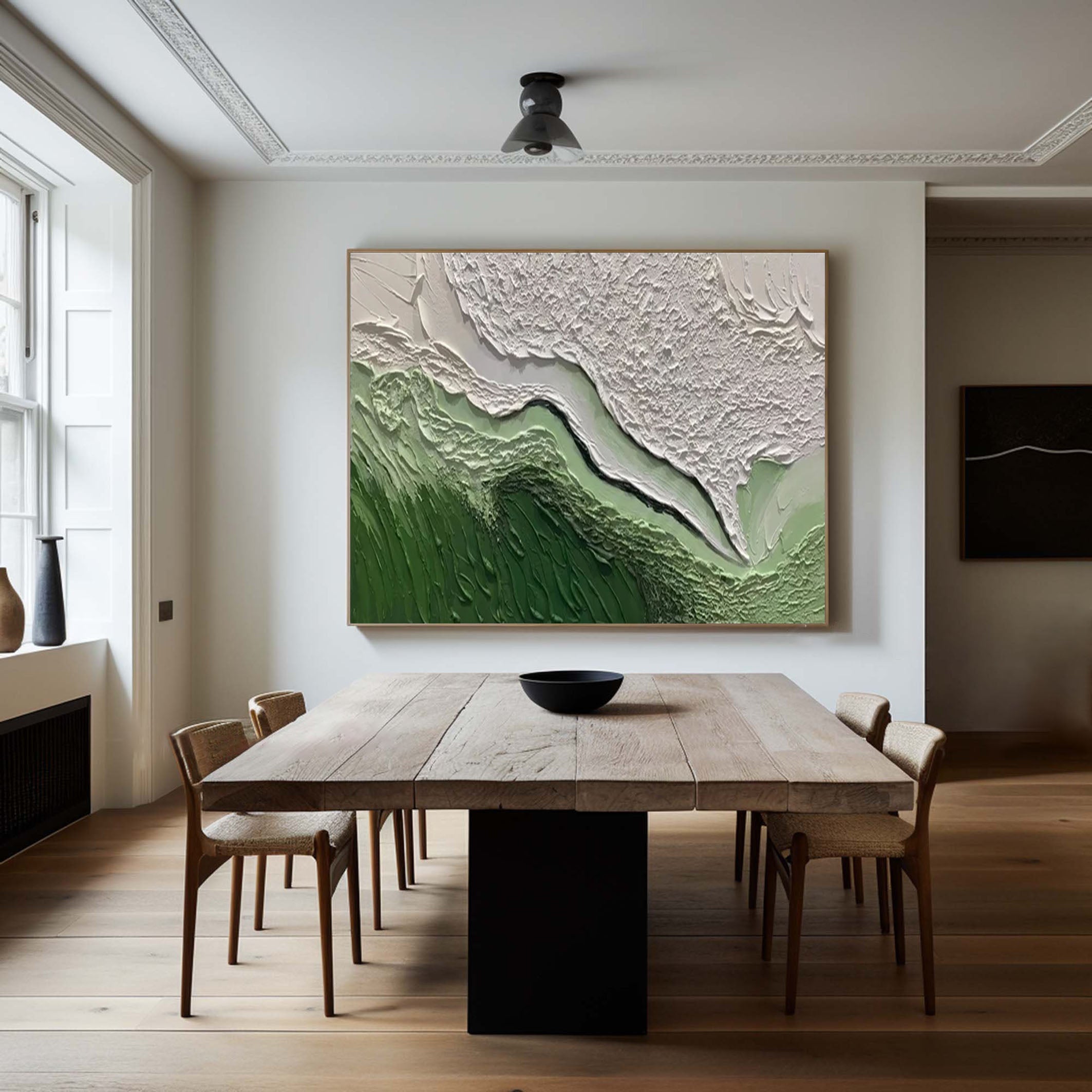 Emerald Peaks Green & White Textured Landscape Artwork #MMA 170