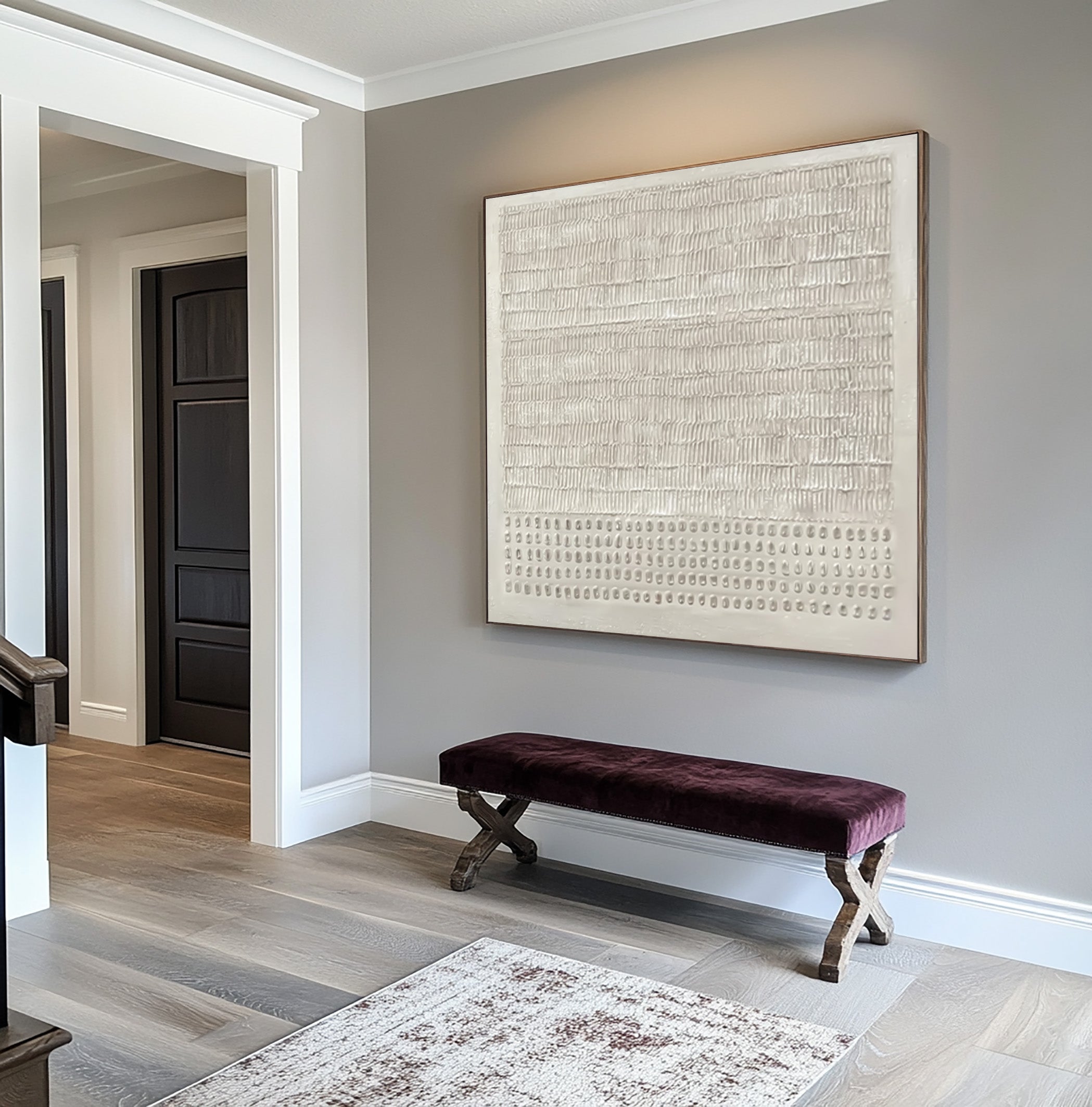 Abstract White Textured Wall Art - Modern Minimalist Decor #AG 027