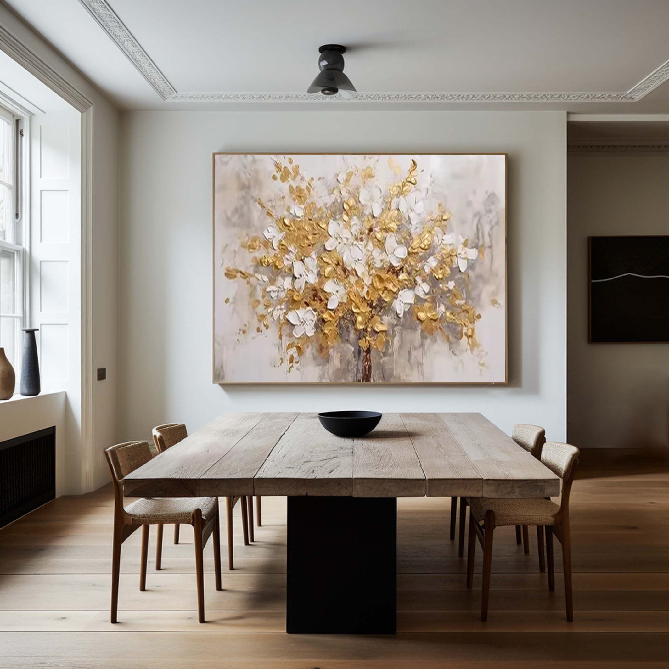 Golden Blossoms Tree Art Luxurious Modern Wall Decor #FT 051