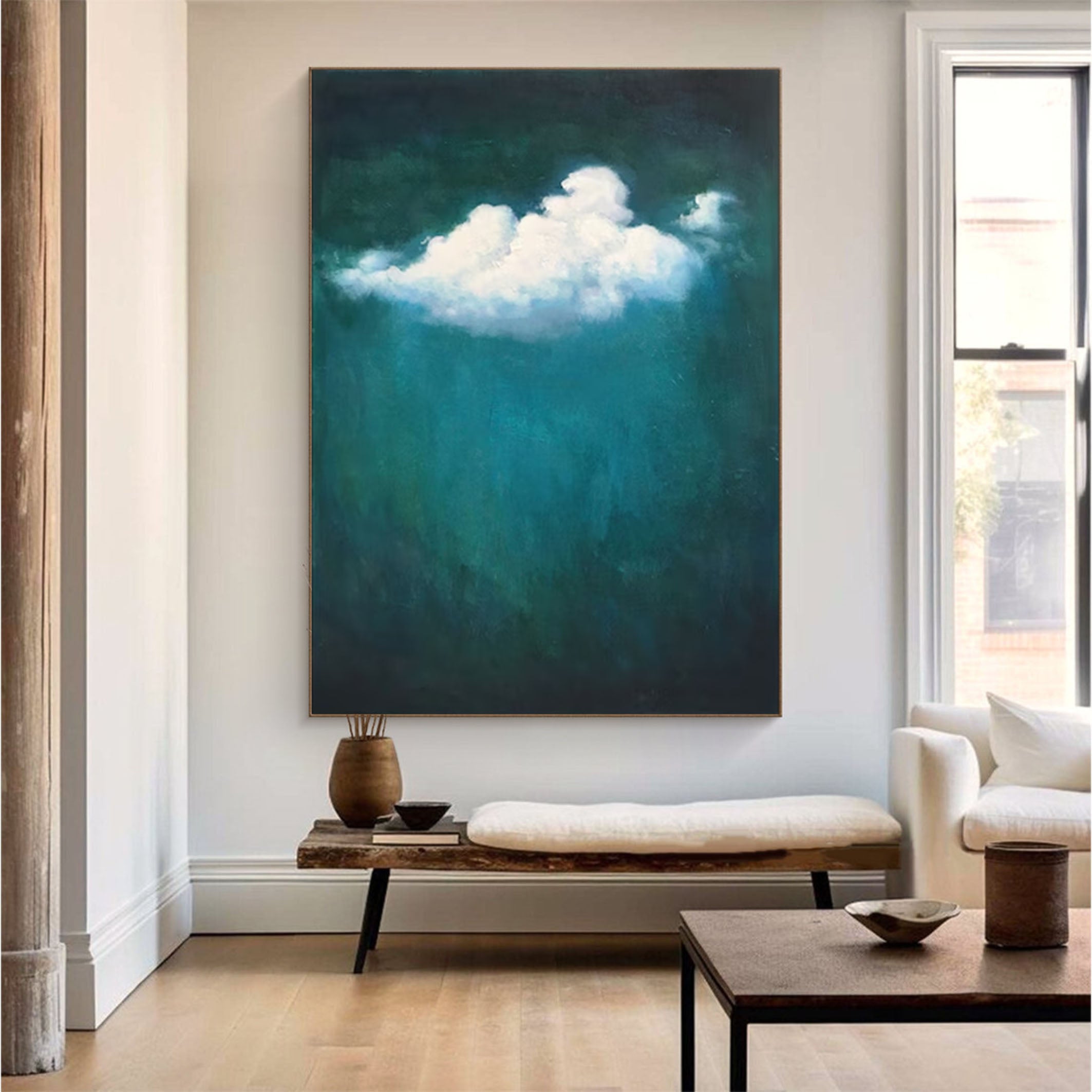 Celestial Serenity Large Abstract Cloud Painting #OS 067