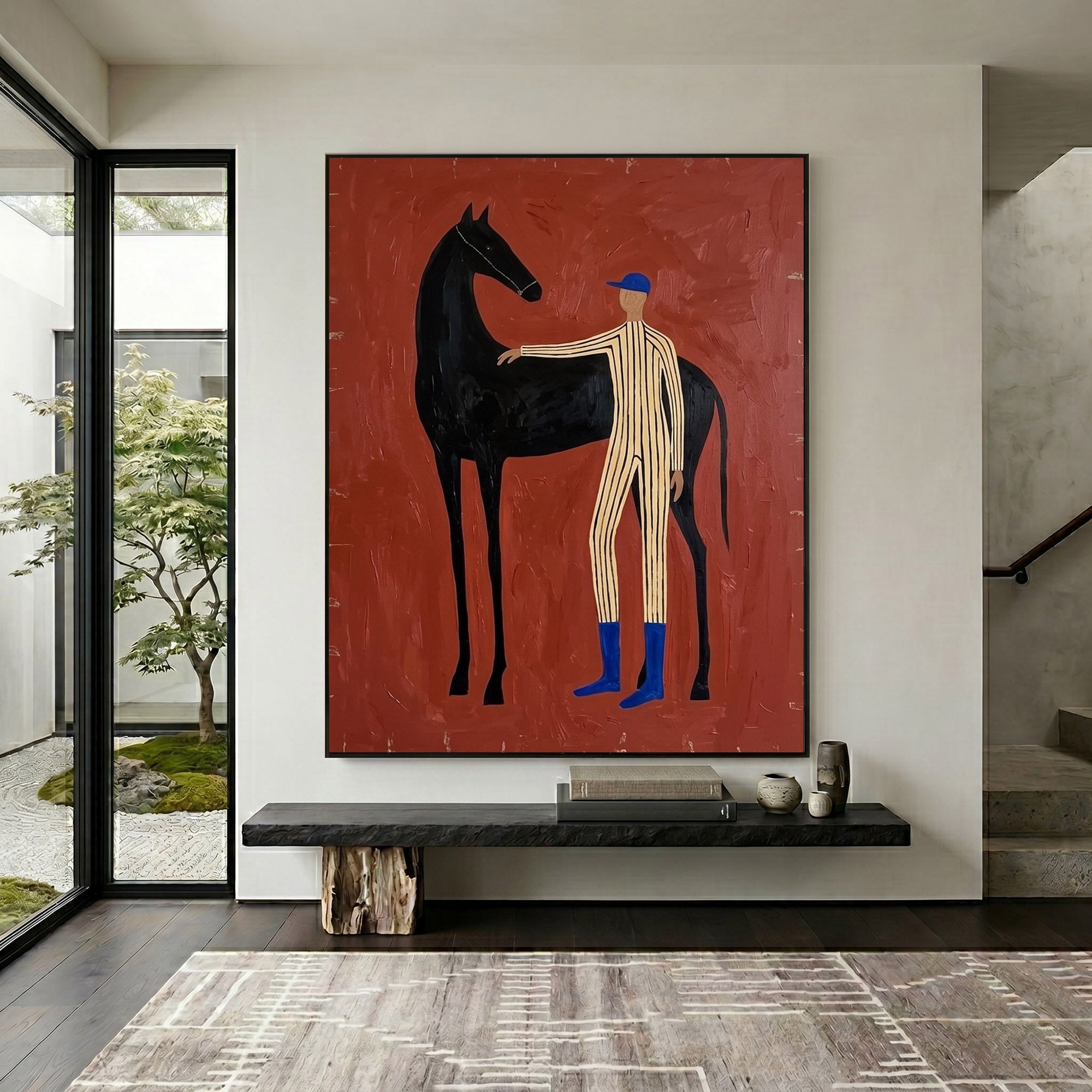 Large Cowboy Horse Wall Art Modern Western Canvas Painting 