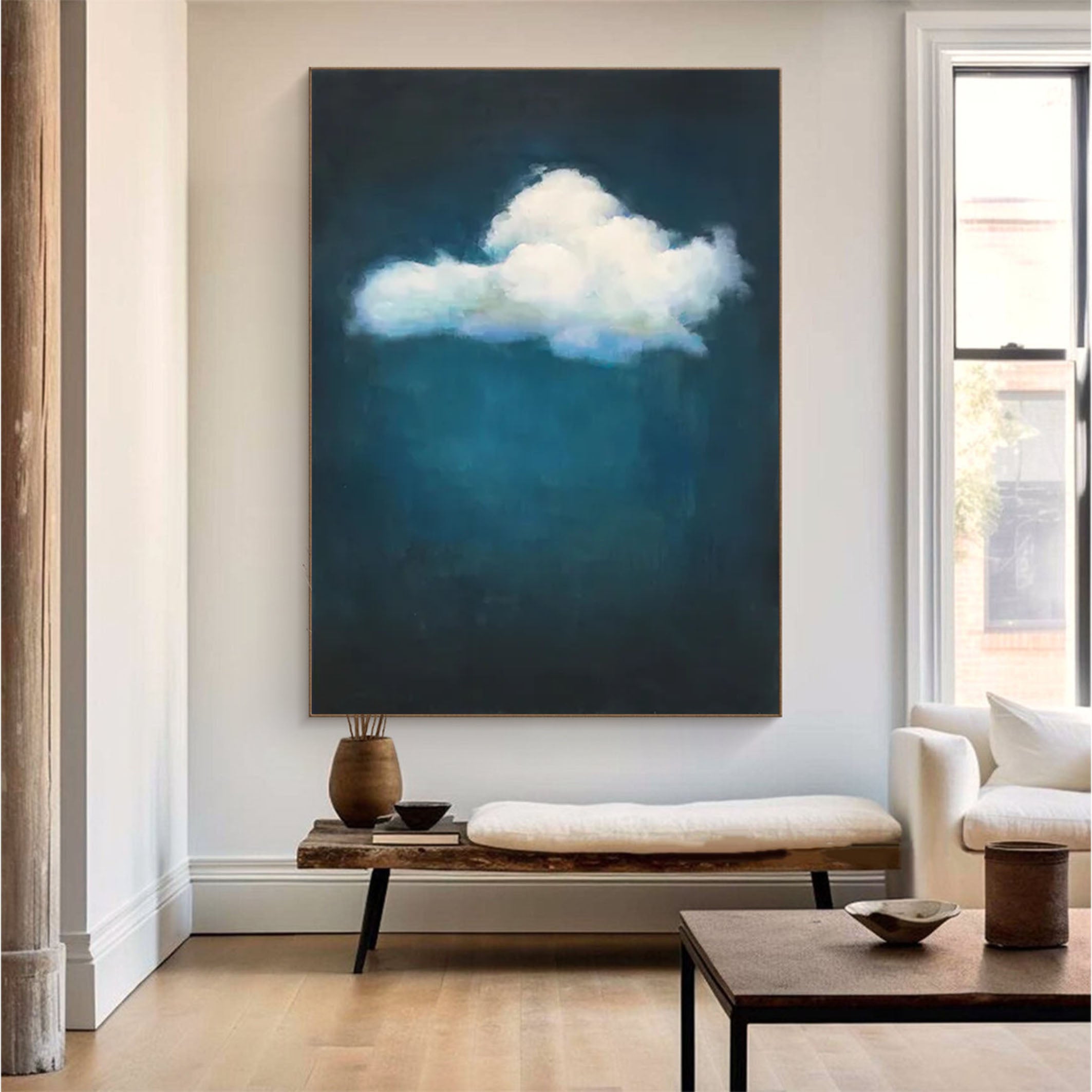 Celestial Serenity Large Abstract Cloud Painting #OS 069