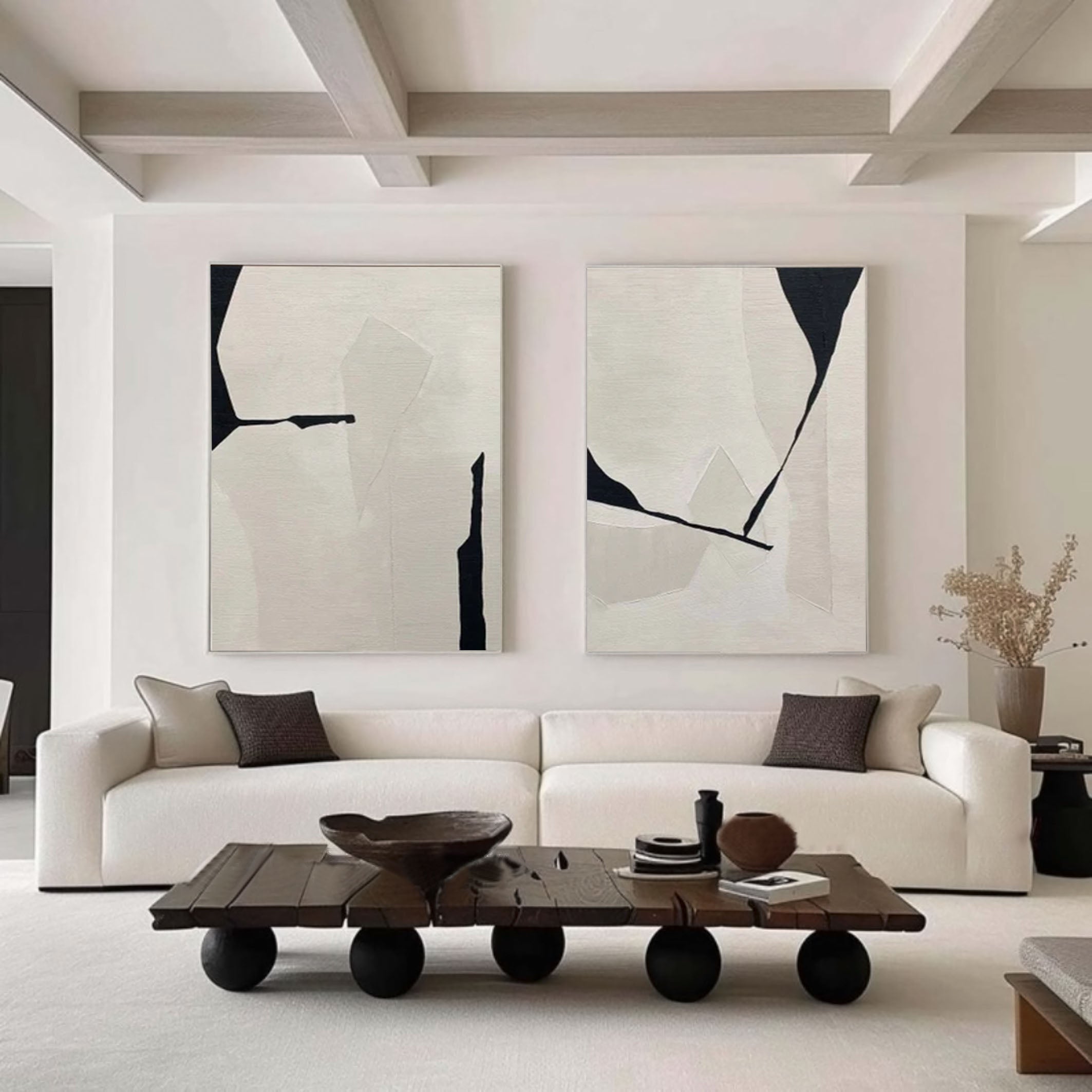 Abstract Geometric Wall Art Dual Panels for Modern Interiors #MMAS 060