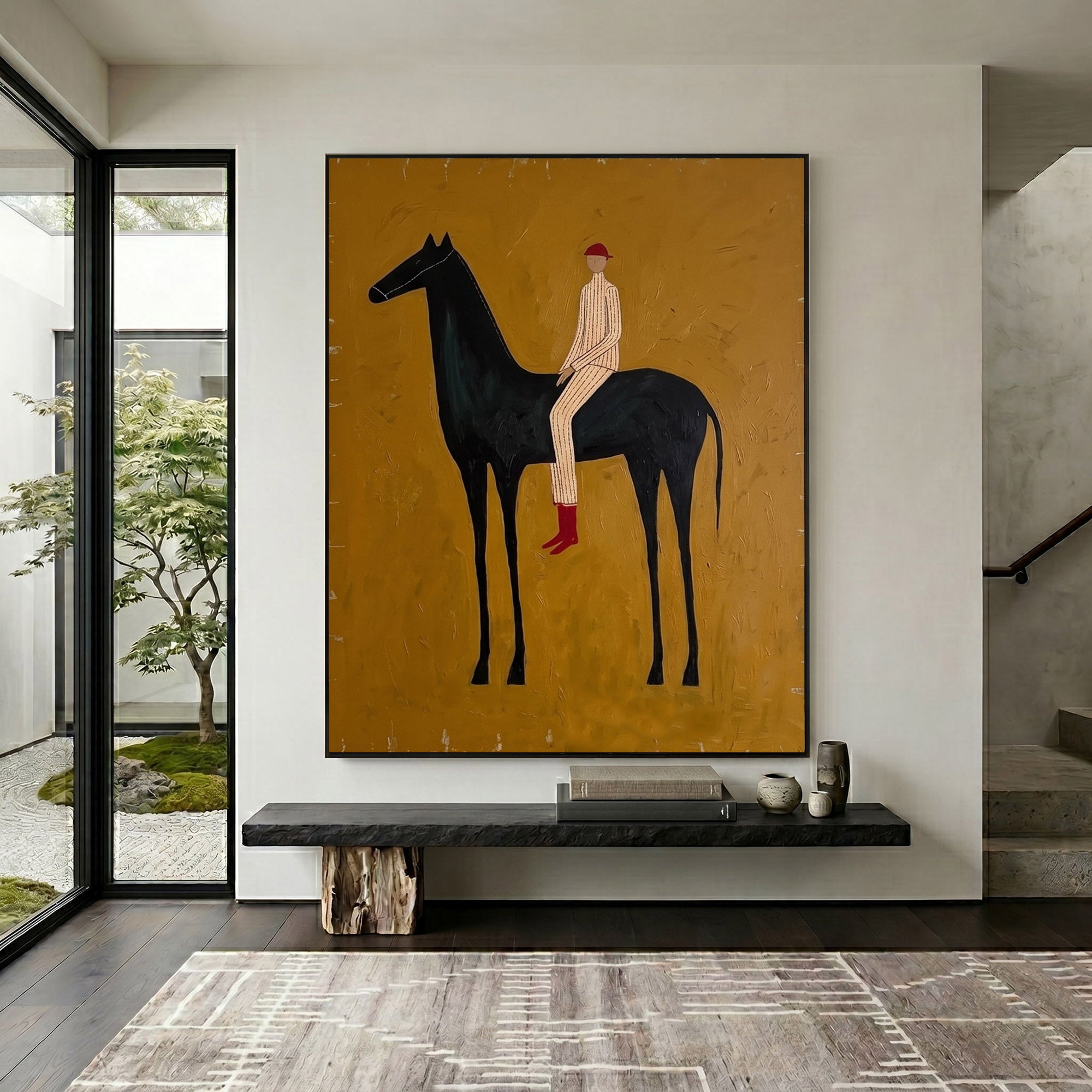 Large Cowboy Horse Wall Art Modern Western Contemporary Canvas Painting
