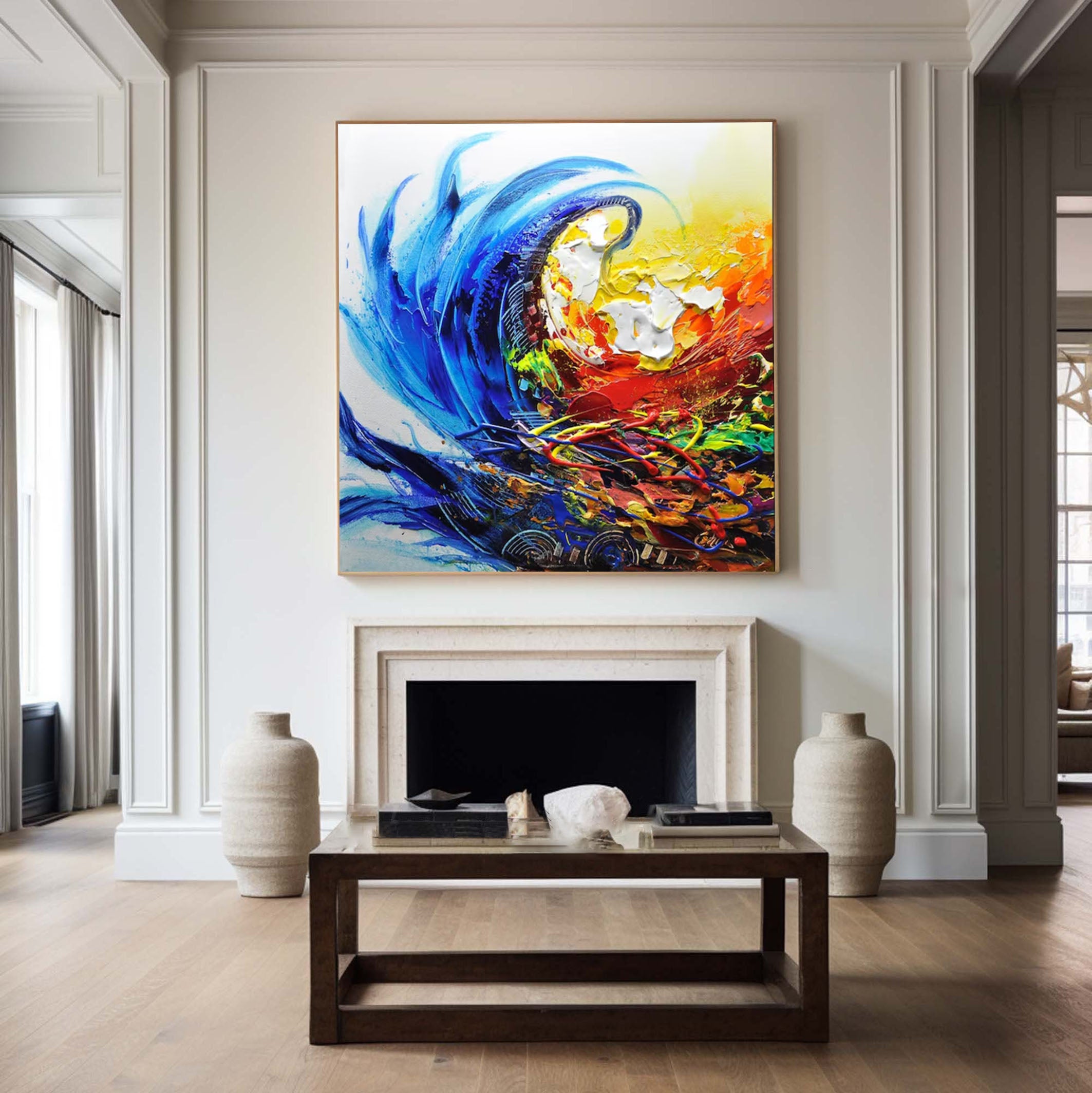 Blue Surge Abstract Expressionist Art on Canvas #AP 036