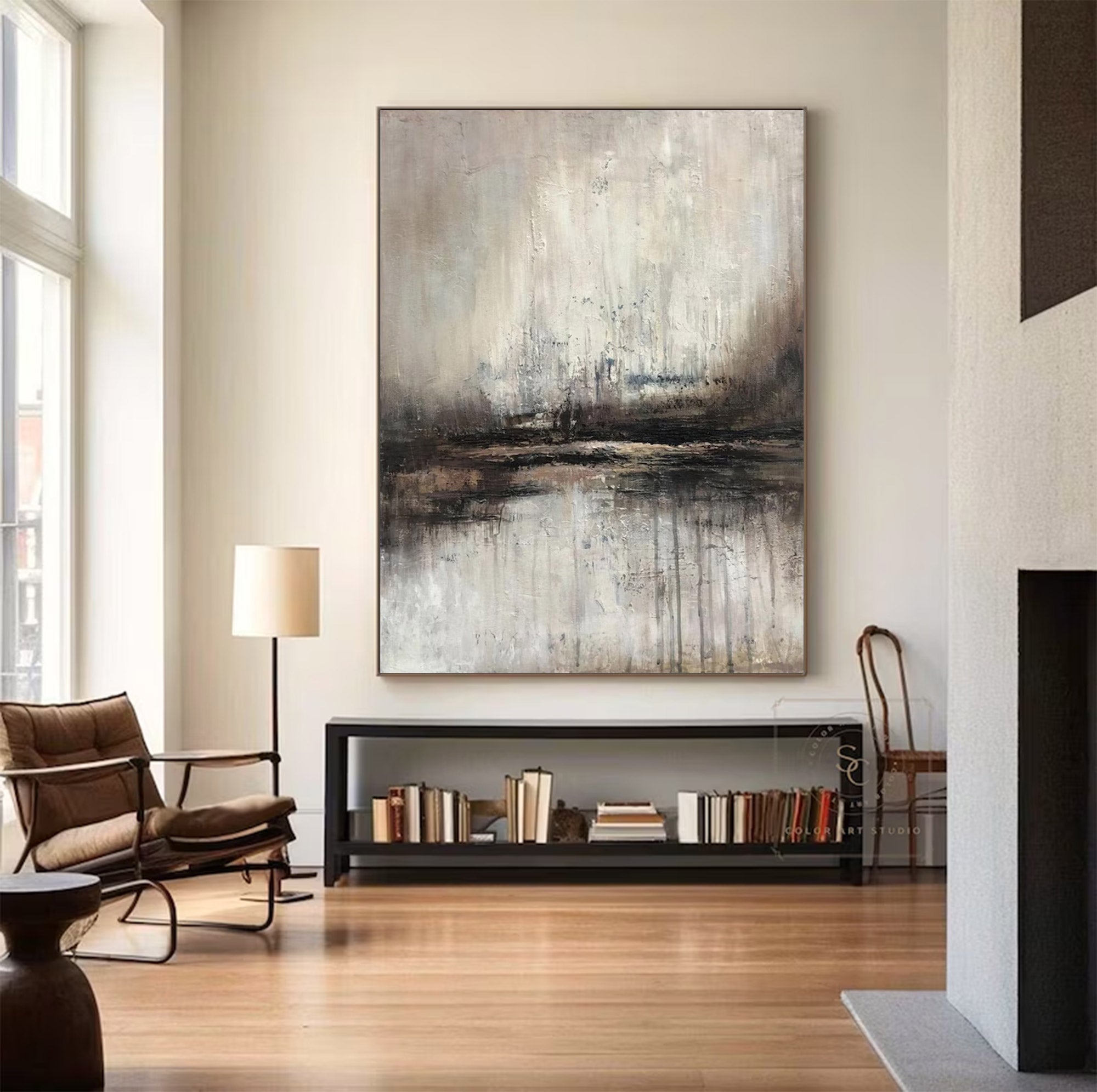Large Neutral Abstract Painting | KeiraArt #AG 136