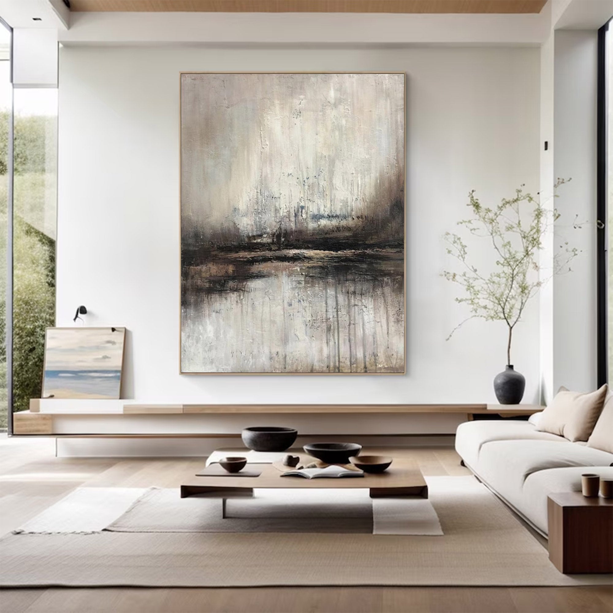 Large Neutral Abstract Painting | KeiraArt #AG 136